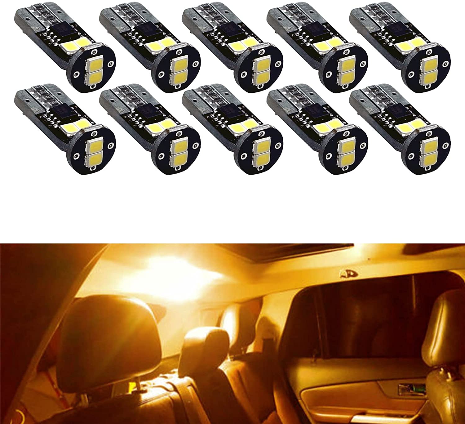 Fit For 1999 - 2004 Mustang GT LED T10 168 194 w5w Map Glove Box Light Bulb Canbus Colour | 6SMD 2835 series (2 Bulbs) - PA LED BULB - HYUGA - Little Red General Store
