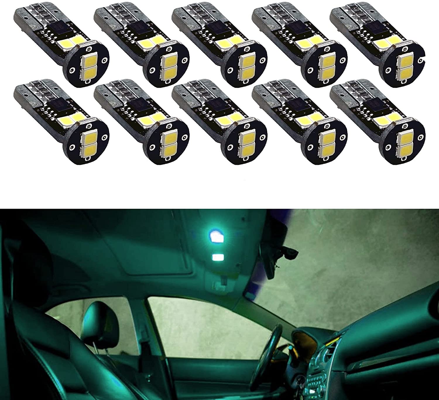 Fit For 1999 - 2004 Mustang GT LED T10 168 194 w5w Map Glove Box Light Bulb Canbus Colour | 6SMD 2835 series (2 Bulbs) - PA LED BULB - HYUGA - Little Red General Store