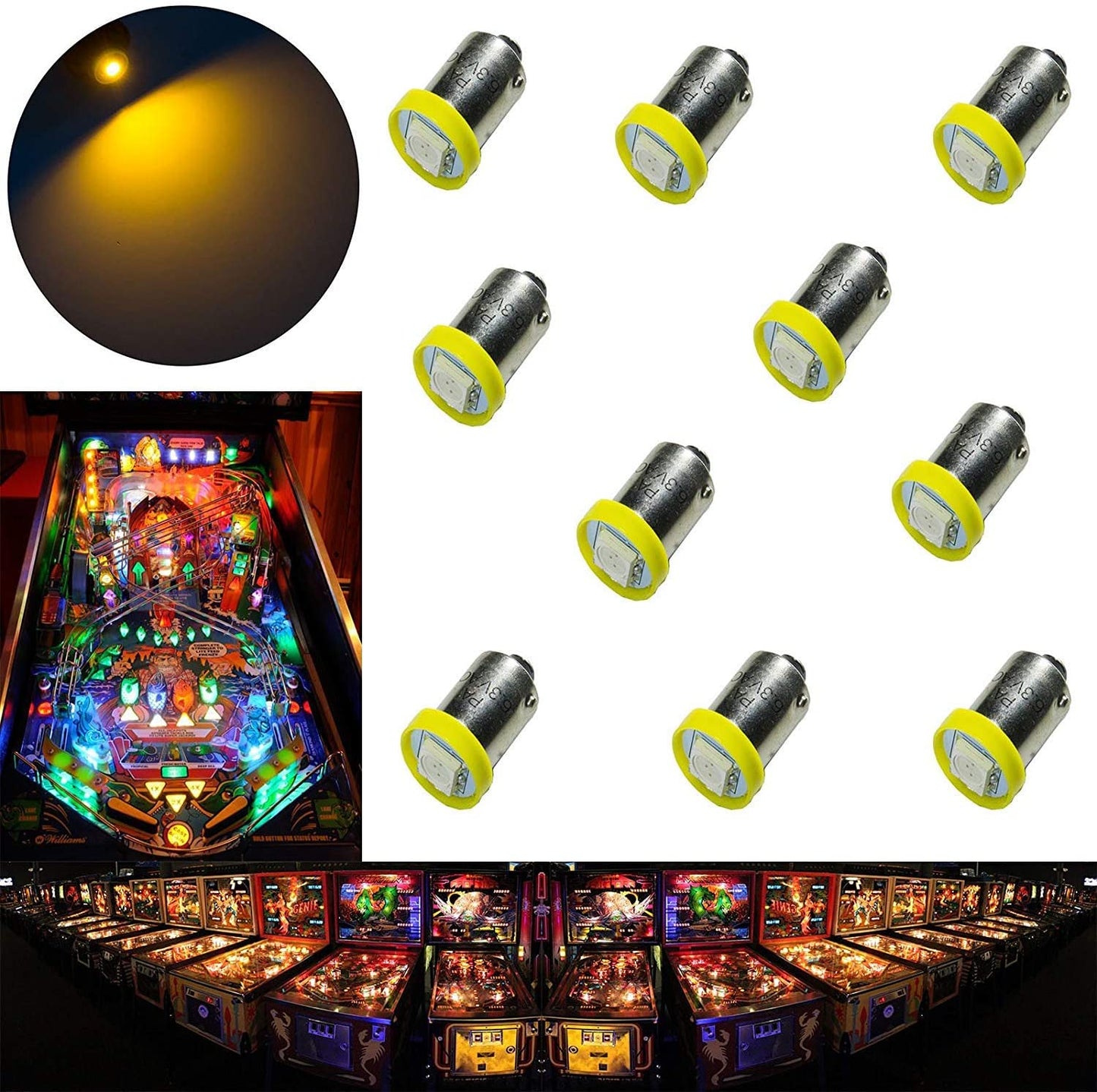 LED Bayonet LED Arcade Pinball Machine Light Bulb 1SMD BA9S 44 47 6.3V (10PCS) - PA LED BULB - HYUGA - Little Red General Store