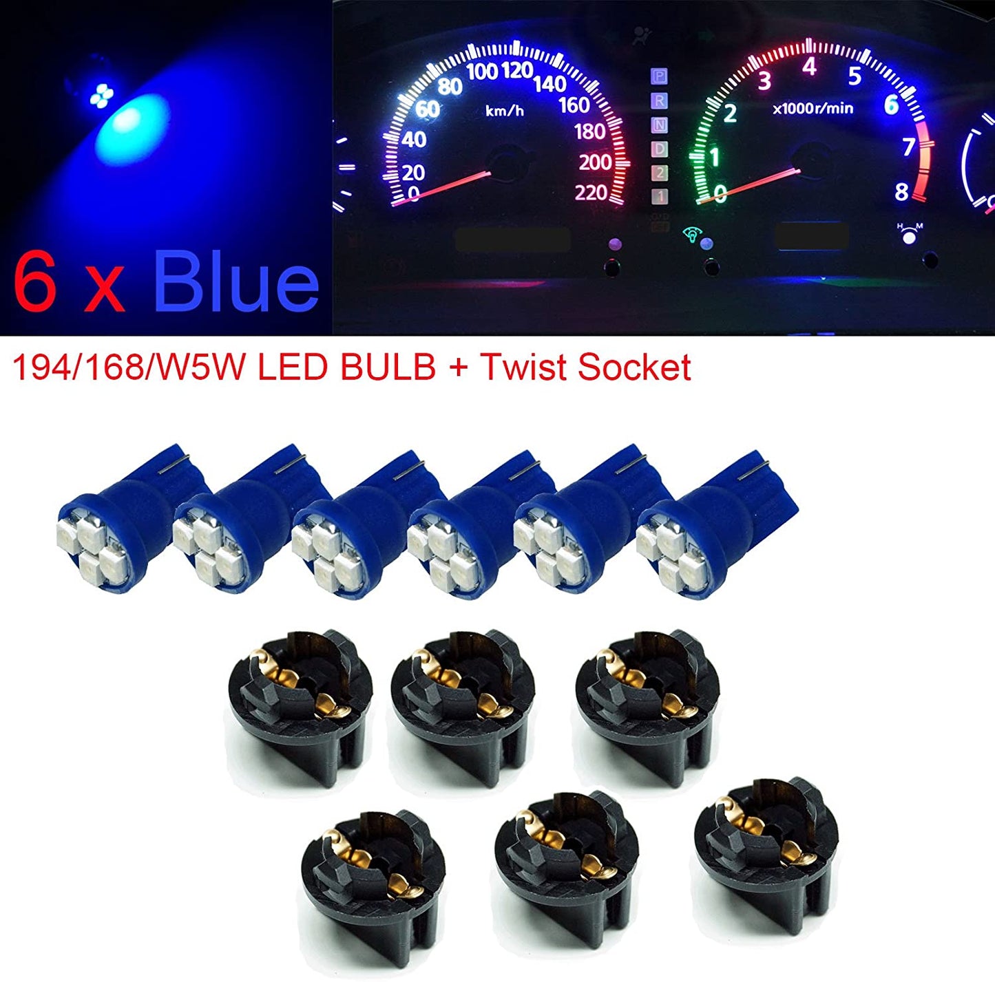 T10 168 194 12V LED instrument Panel Dash Cluster Light Bulb with 1/2" Twist Lock Socket - PA LED BULB - HYUGA - Little Red General Store