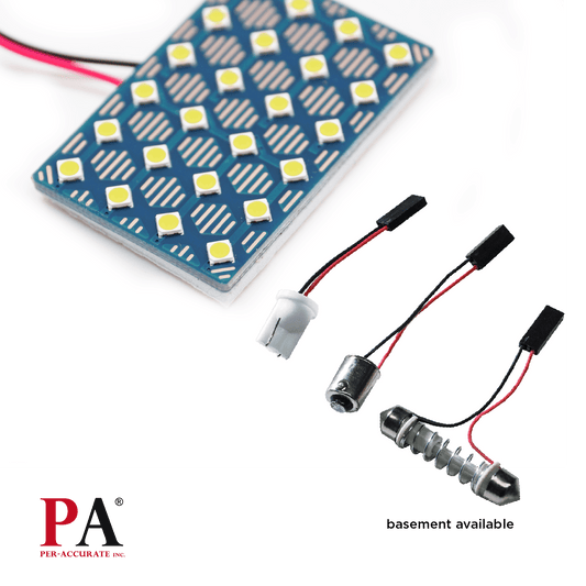 White 24SMD 5050 LED Panel Dome Light Auto Car Reading Interior Lamp License Plate Light(DC - 12V) + T10 BA9S Festoon Adapter - PA LED BULB - HYUGA - Little Red General Store