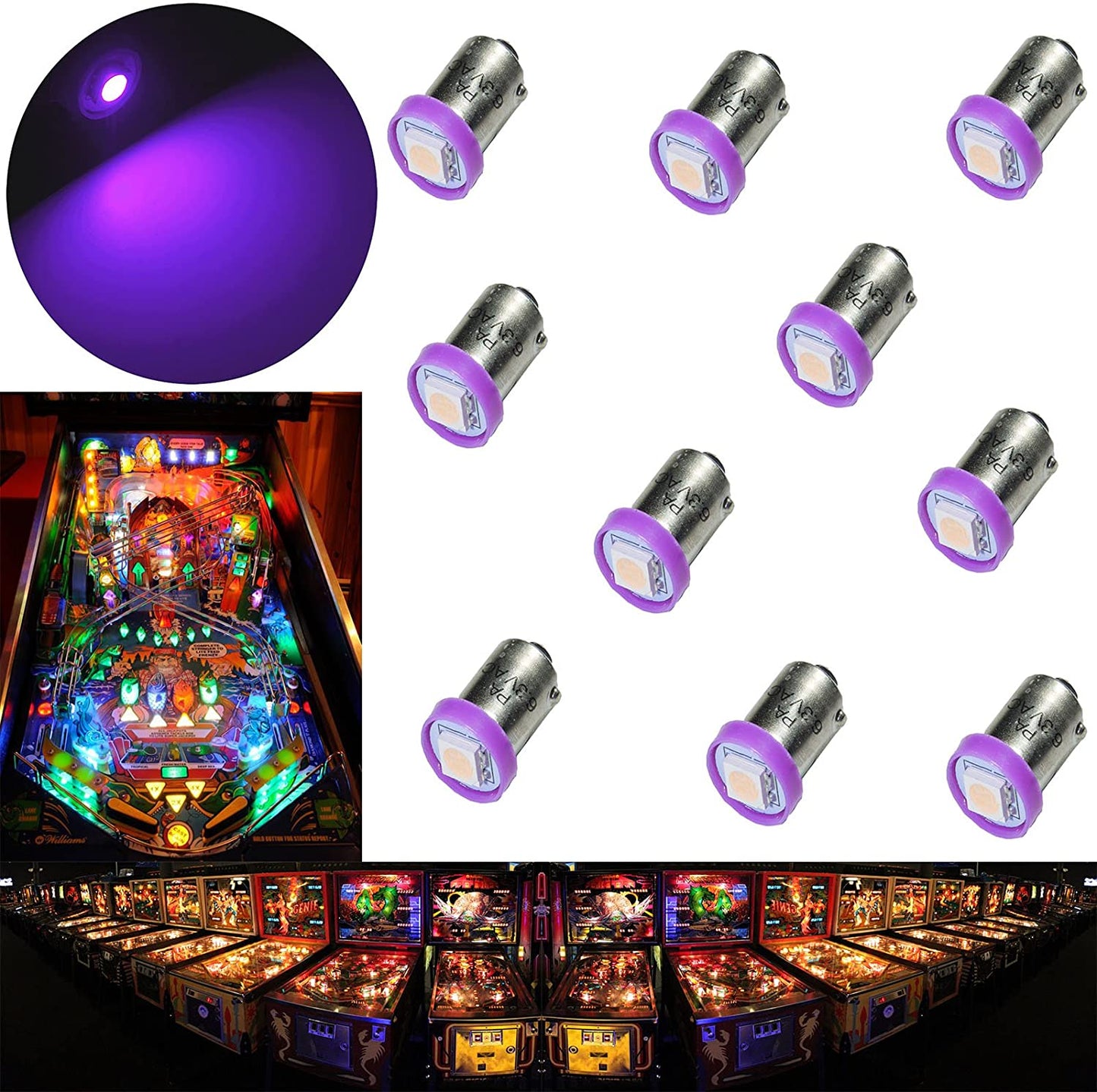 LED Bayonet LED Arcade Pinball Machine Light Bulb 1SMD BA9S 44 47 6.3V (10PCS) - PA LED BULB - HYUGA - Little Red General Store