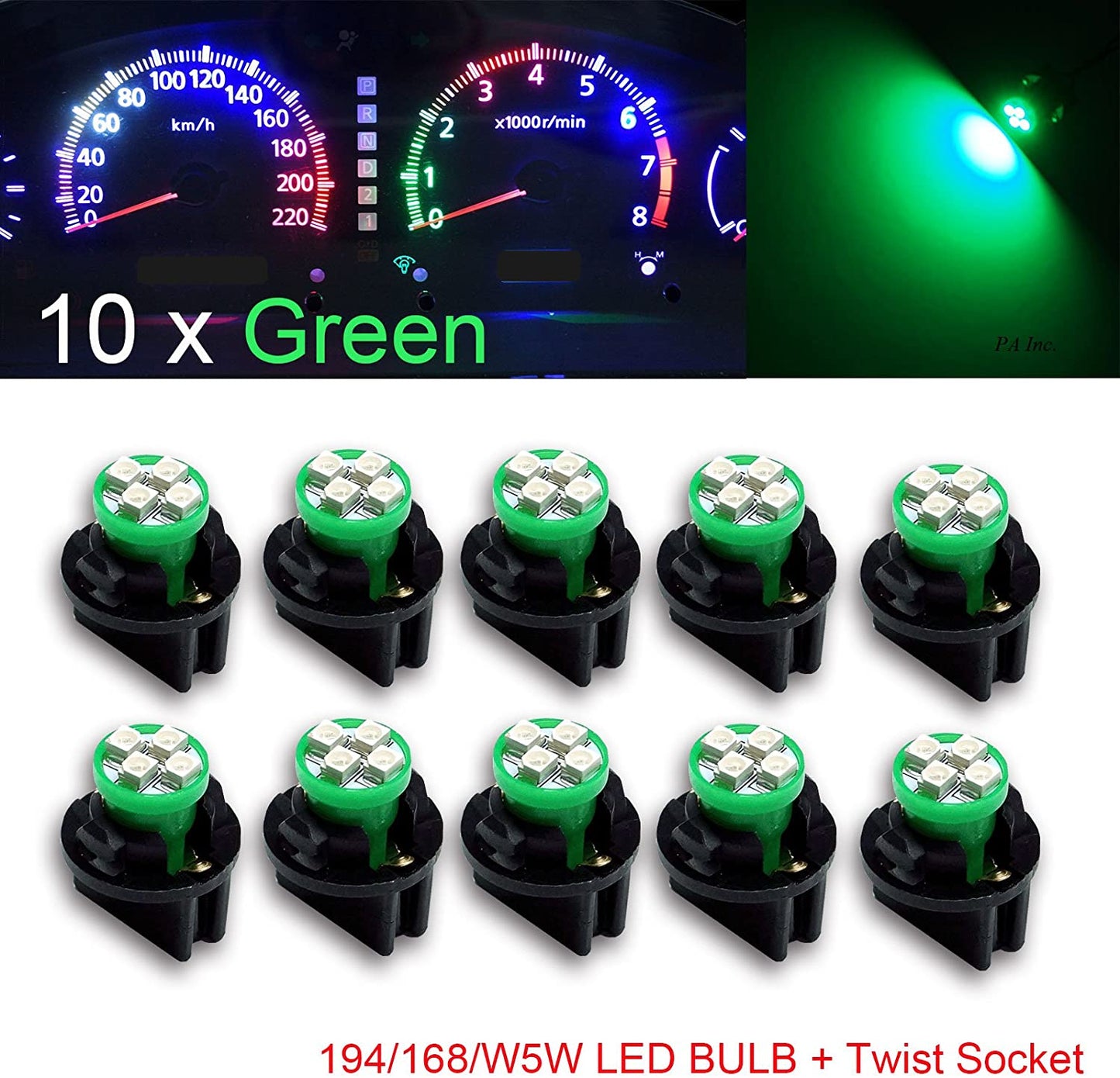 T10 168 194 12V LED instrument Panel Dash Cluster Light Bulb with 1/2" Twist Lock Socket - PA LED BULB - HYUGA - Little Red General Store