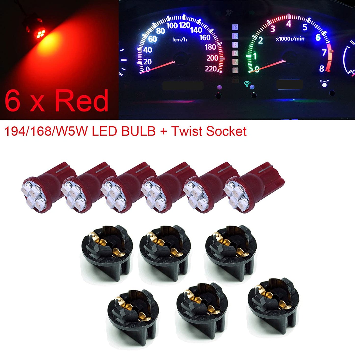 T10 168 194 12V LED instrument Panel Dash Cluster Light Bulb with 1/2" Twist Lock Socket - PA LED BULB - HYUGA - Little Red General Store