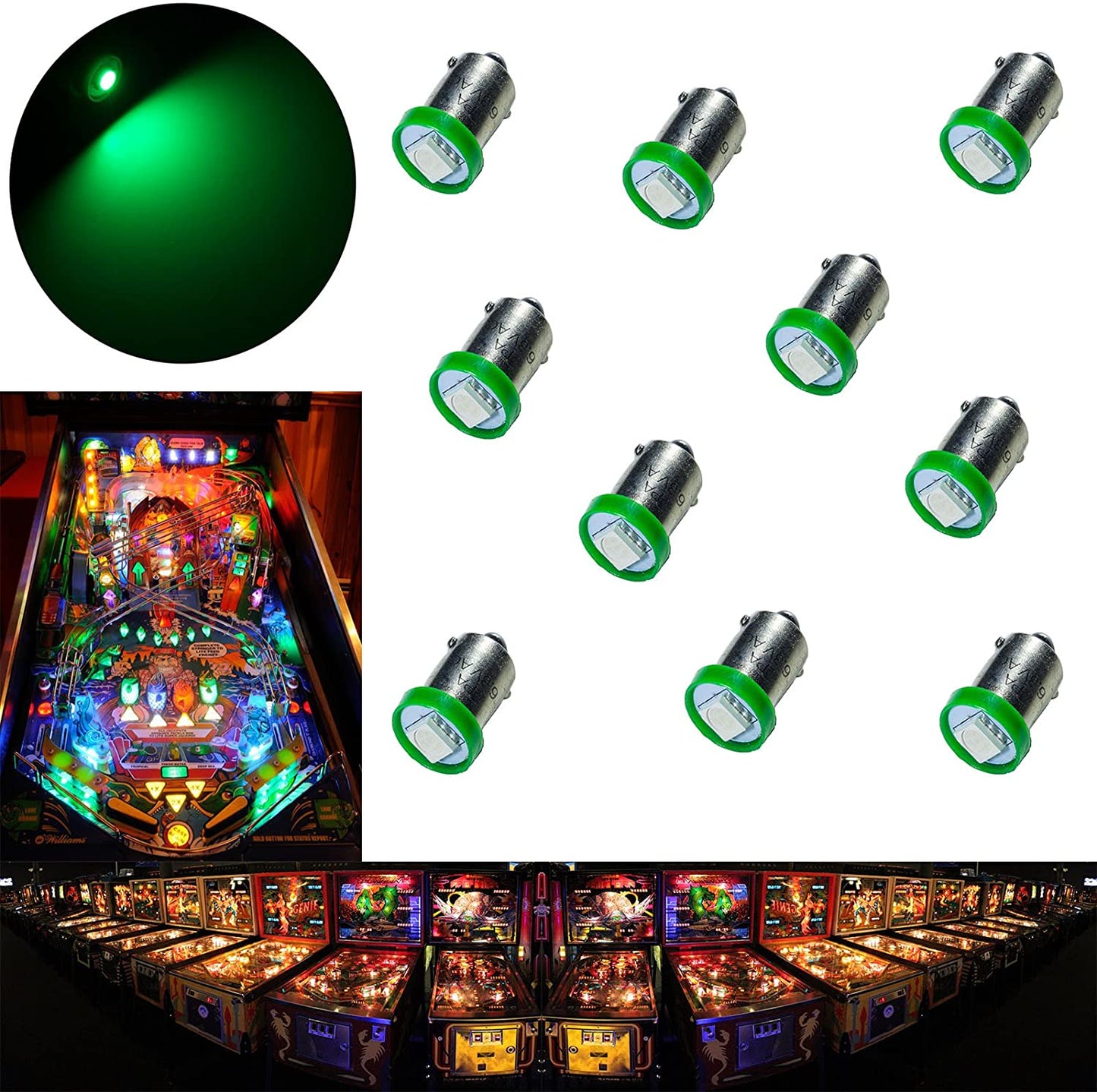 LED Bayonet LED Arcade Pinball Machine Light Bulb 1SMD BA9S 44 47 6.3V (10PCS) - PA LED BULB - HYUGA - Little Red General Store
