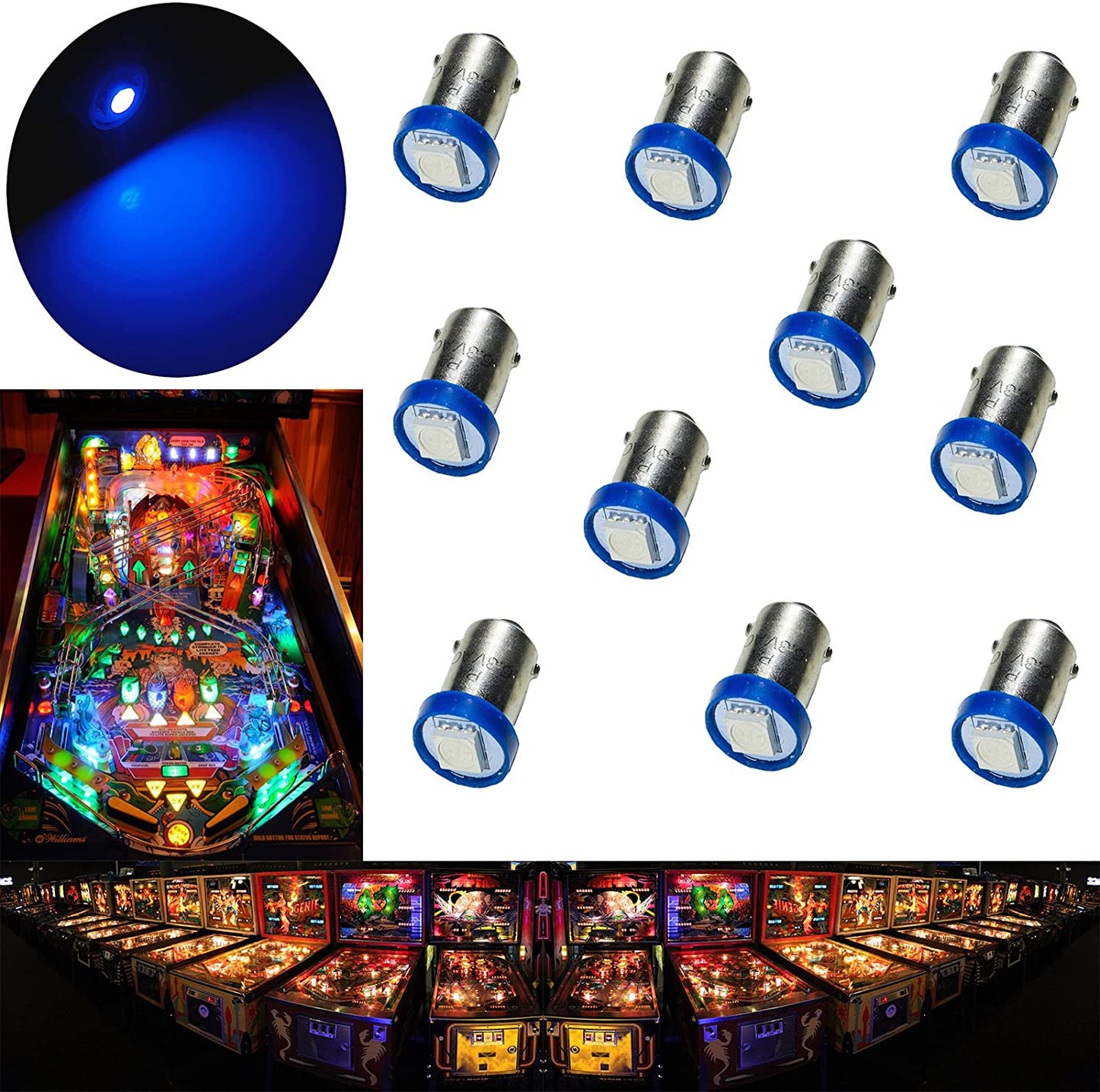 LED Bayonet LED Arcade Pinball Machine Light Bulb 1SMD BA9S 44 47 6.3V (10PCS) - PA LED BULB - HYUGA - Little Red General Store