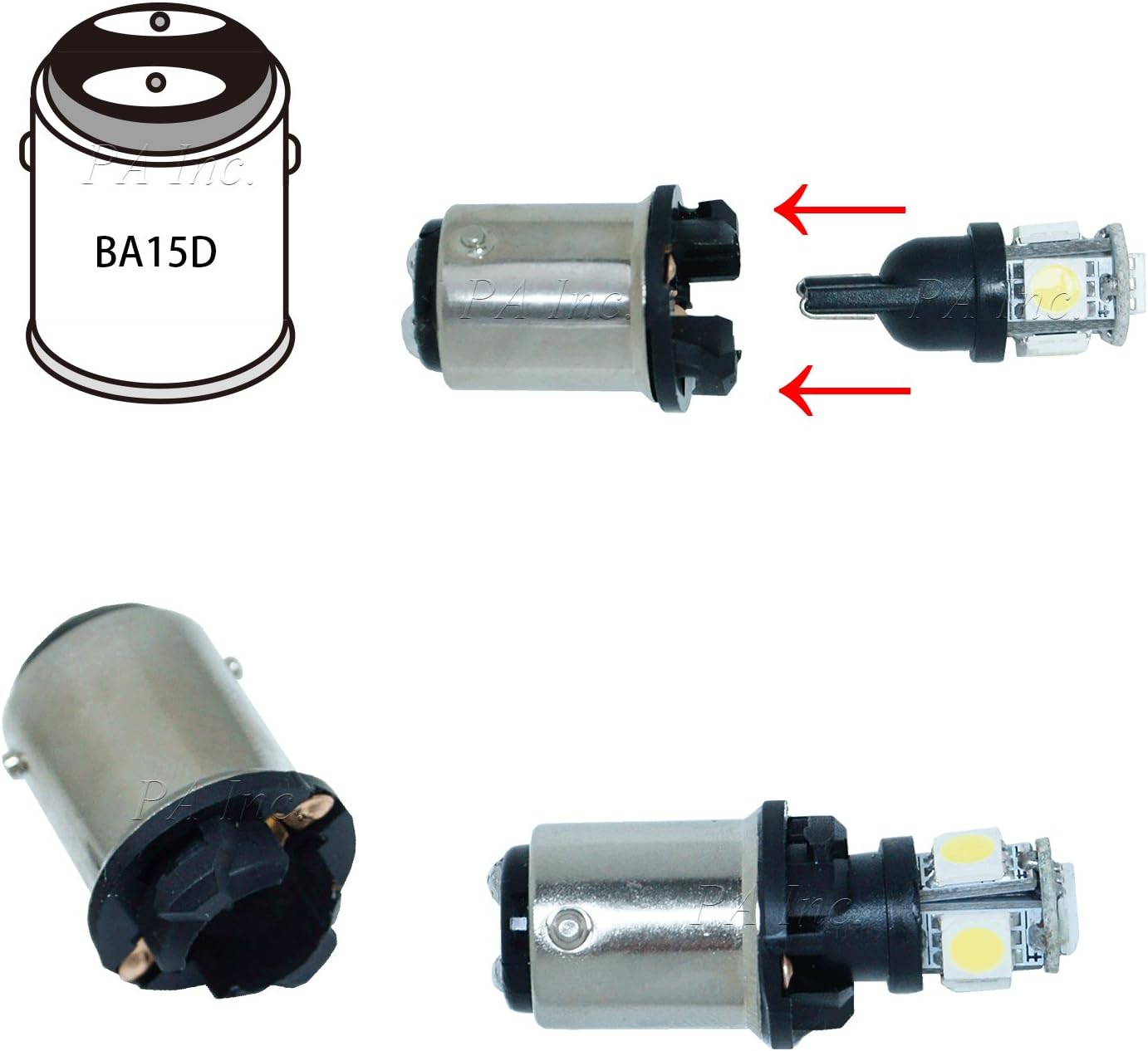 T10 168 194 to BA15D Bulb Base Converter Sailing Use Bulb Adaptor Transform Base Socket - PA LED BULB - HYUGA - Little Red General Store