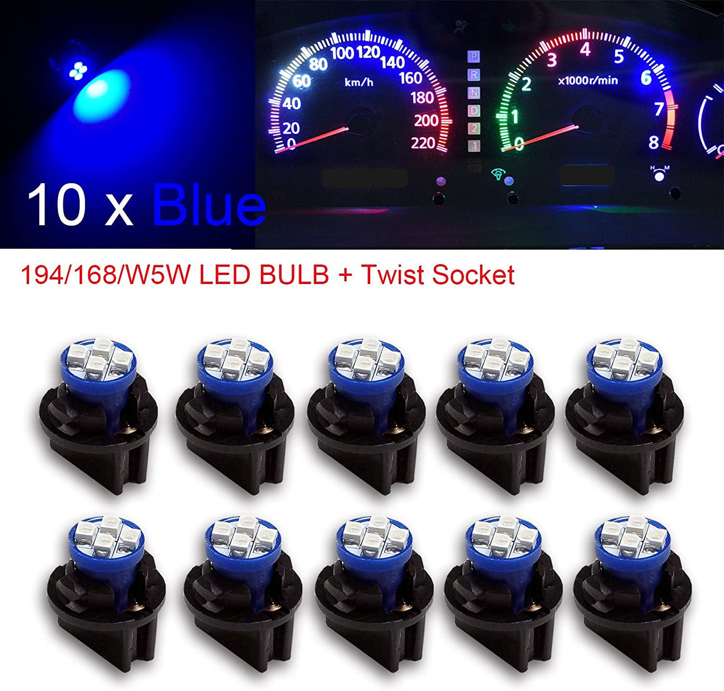 T10 168 194 12V LED instrument Panel Dash Cluster Light Bulb with 1/2" Twist Lock Socket - PA LED BULB - HYUGA - Little Red General Store