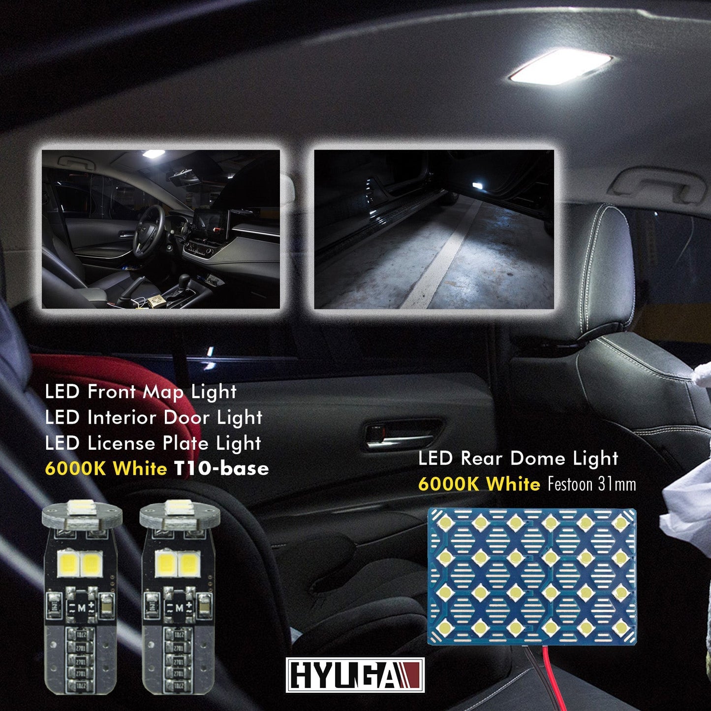 Compatible with 2006~2013 TOYOTA 4Runner Whole LED Replacement Package (low high beam headlight, fog light, turn signal, reverse light, interior light) - PA LED BULB - HYUGA - Little Red General Store