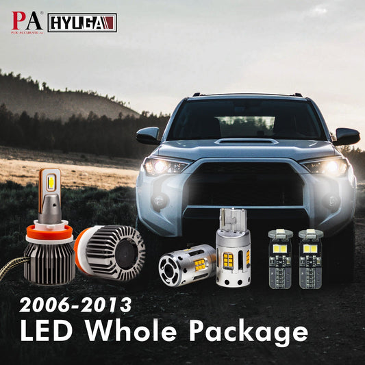 Compatible with 2006~2013 TOYOTA 4Runner Whole LED Replacement Package (low high beam headlight, fog light, turn signal, reverse light, interior light) - PA LED BULB - HYUGA - Little Red General Store