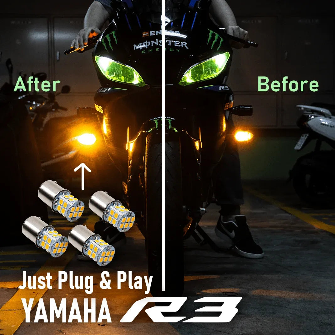 2022 Yamaha YZF R3 LED Super Bright Turn Signal Bulbs Front + Rear (fits 2019~2021) (4pcs) - PA LED BULB - HYUGA - Little Red General Store