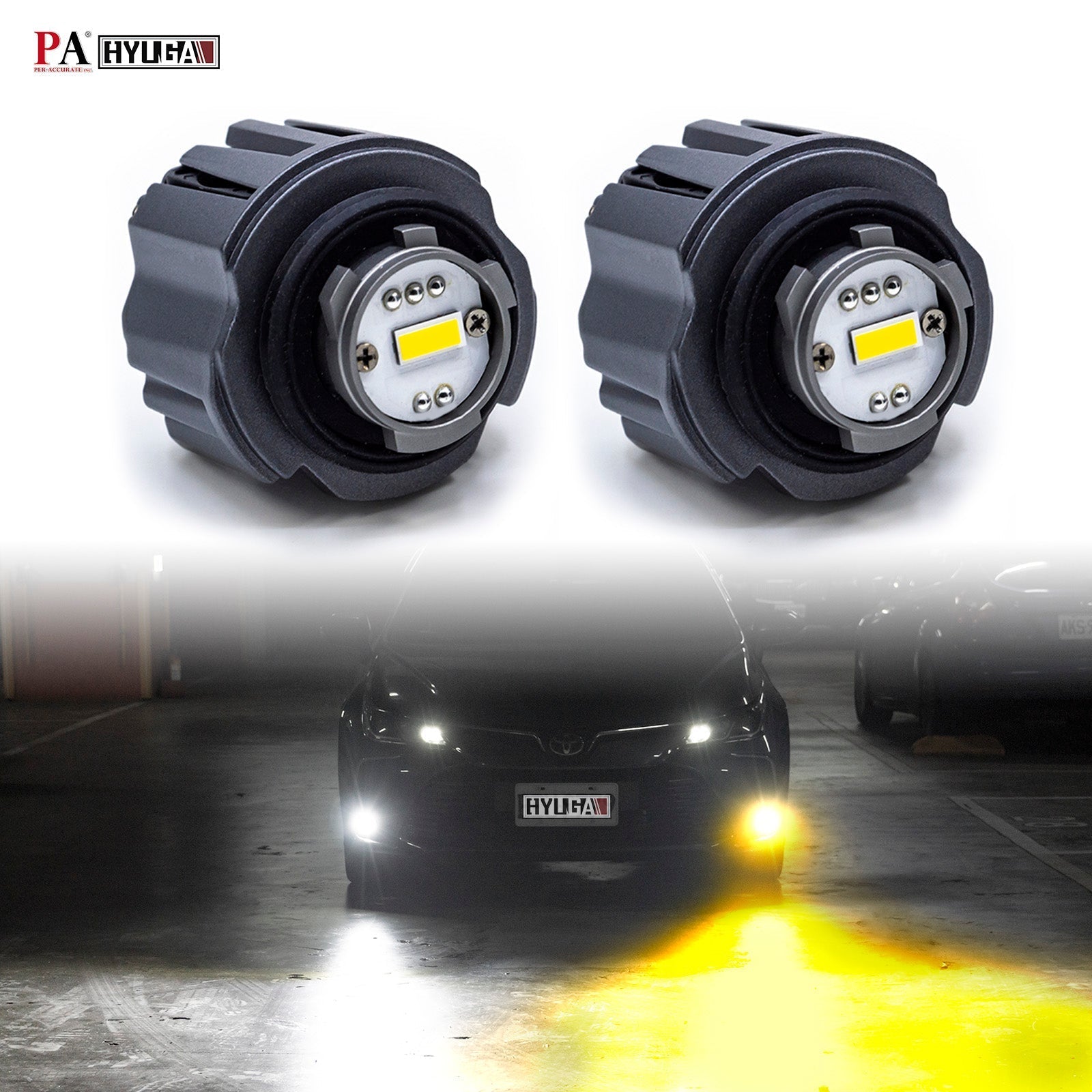 HYUGA LED Fog Light Bulbs TF1 6000K White 3000K Amber 30W Plug and Play Compatible with 2020~ Corolla Cross, Corolla, CHR, SIENTA, RAV4, HILUX (Pack of 2) - PA LED BULB - HYUGA - Little Red General Store
