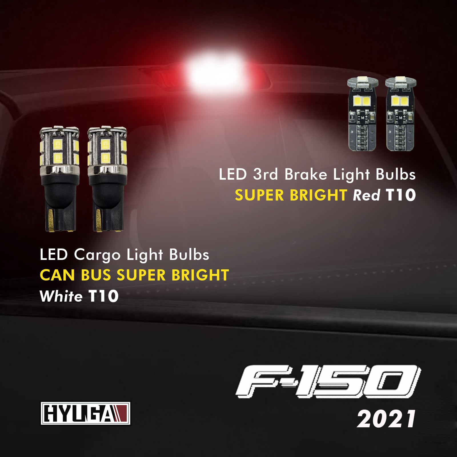 2021 Ford F - 150 LED Whole Replacement Package (High Beam Low Beam Headlight, License Plate, Cargo Light, Brake Light, Front Side Marker) - PA LED BULB - HYUGA - Little Red General Store