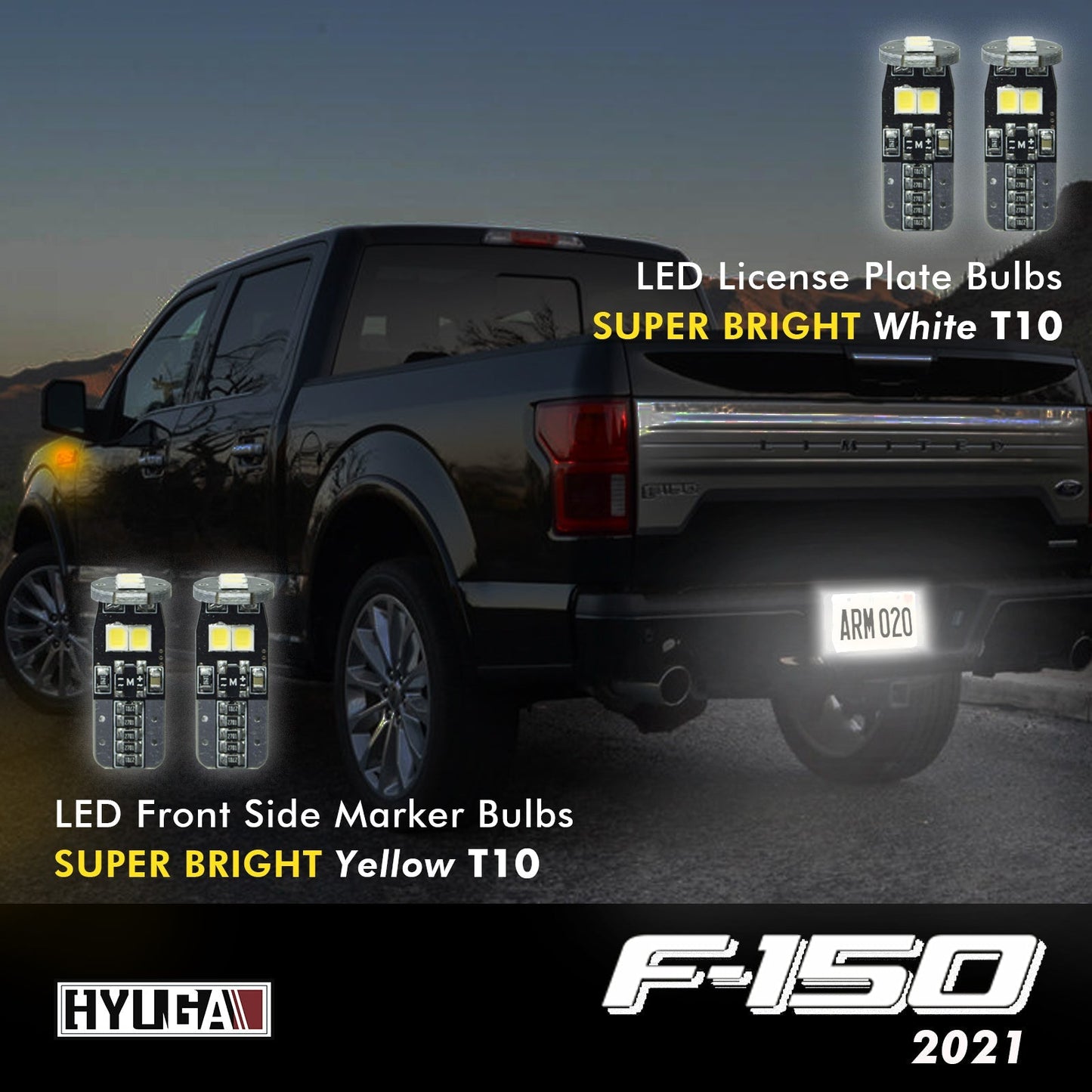 2021 Ford F - 150 LED Whole Replacement Package (High Beam Low Beam Headlight, License Plate, Cargo Light, Brake Light, Front Side Marker) - PA LED BULB - HYUGA - Little Red General Store