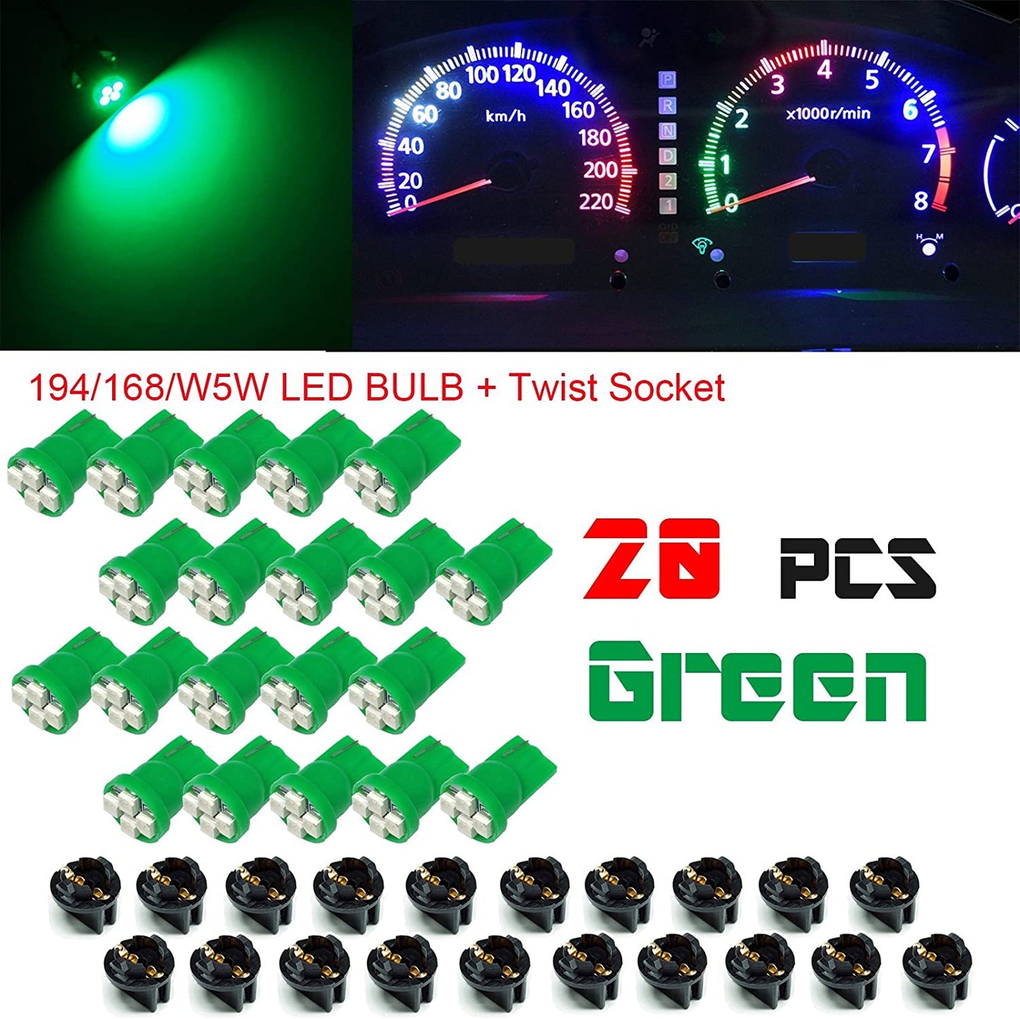 T10 168 194 12V LED instrument Panel Dash Cluster Light Bulb with 1/2" Twist Lock Socket - PA LED BULB - HYUGA - Little Red General Store