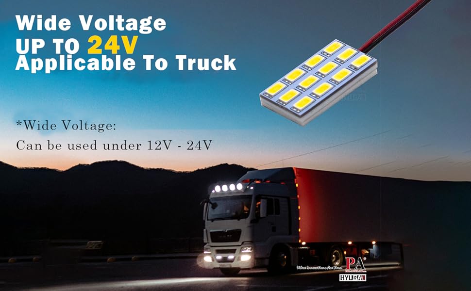 HYUGA 2x 12SMD 5630 White 6500K LED Panel Dome Board Light Auto Car Interior Bulb DC 12V - 24V With T10 / BA9S / Festoon Adapters - PA LED BULB - HYUGA - Little Red General Store