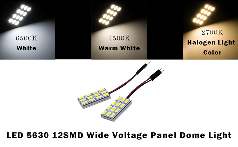 HYUGA 2x 12SMD 5630 White 6500K LED Panel Dome Board Light Auto Car Interior Bulb DC 12V - 24V With T10 / BA9S / Festoon Adapters - PA LED BULB - HYUGA - Little Red General Store