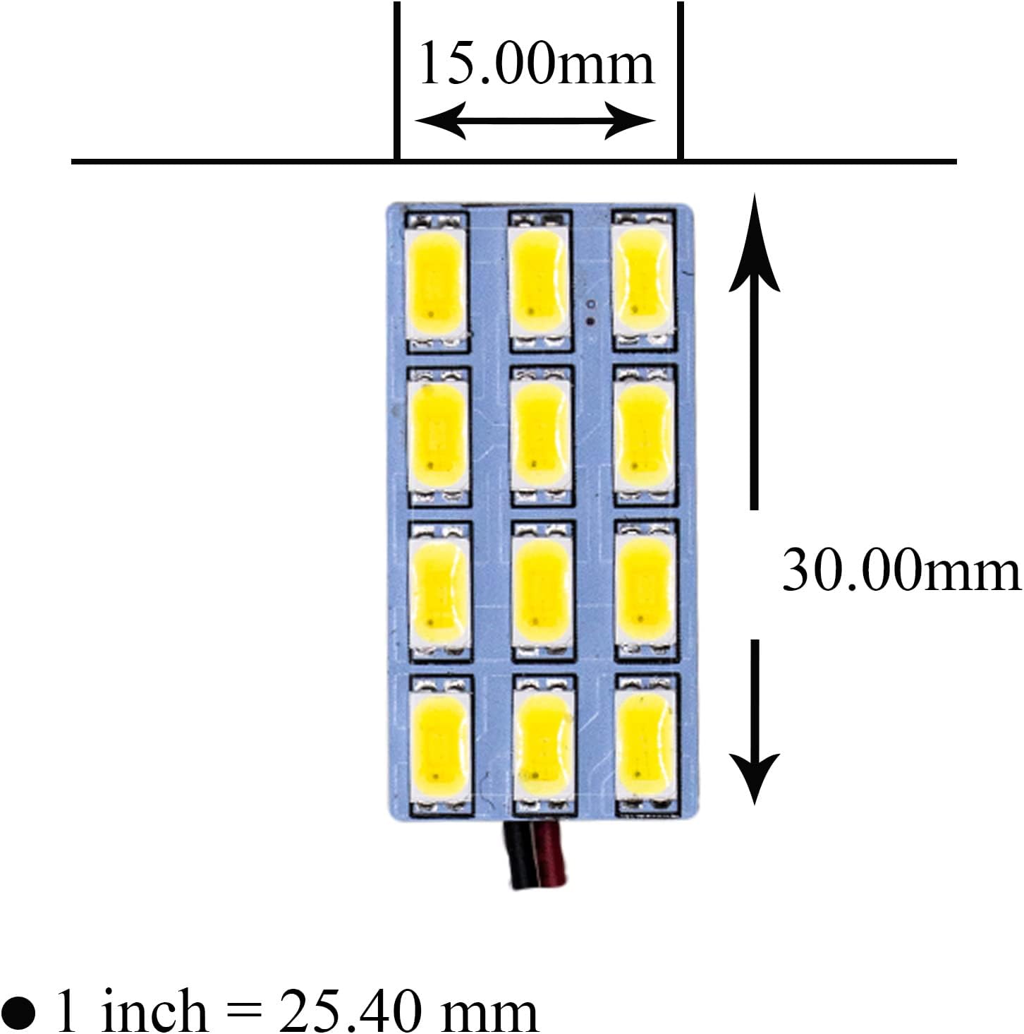 HYUGA 2x 12SMD 5630 White 6500K LED Panel Dome Board Light Auto Car Interior Bulb DC 12V - 24V With T10 / BA9S / Festoon Adapters - PA LED BULB - HYUGA - Little Red General Store