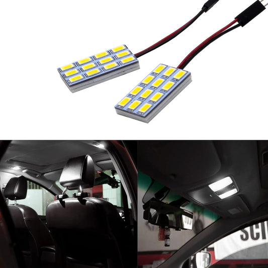 HYUGA 2x 12SMD 5630 White 6500K LED Panel Dome Board Light Auto Car Interior Bulb DC 12V - 24V With T10 / BA9S / Festoon Adapters - PA LED BULB - HYUGA - Little Red General Store