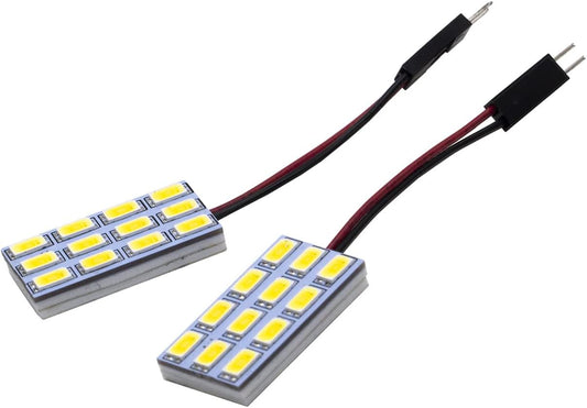 HYUGA 2x 12SMD 5630 White 6500K LED Panel Dome Board Light Auto Car Interior Bulb DC 12V - 24V With T10 / BA9S / Festoon Adapters - PA LED BULB - HYUGA - Little Red General Store