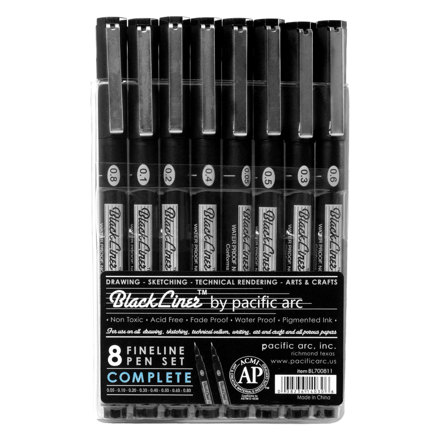 Pacific Arc | Blackliner Black Fineliner Pens | Differently Sized Fine Drawing Pens - Pacific Arc - Little Red General Store