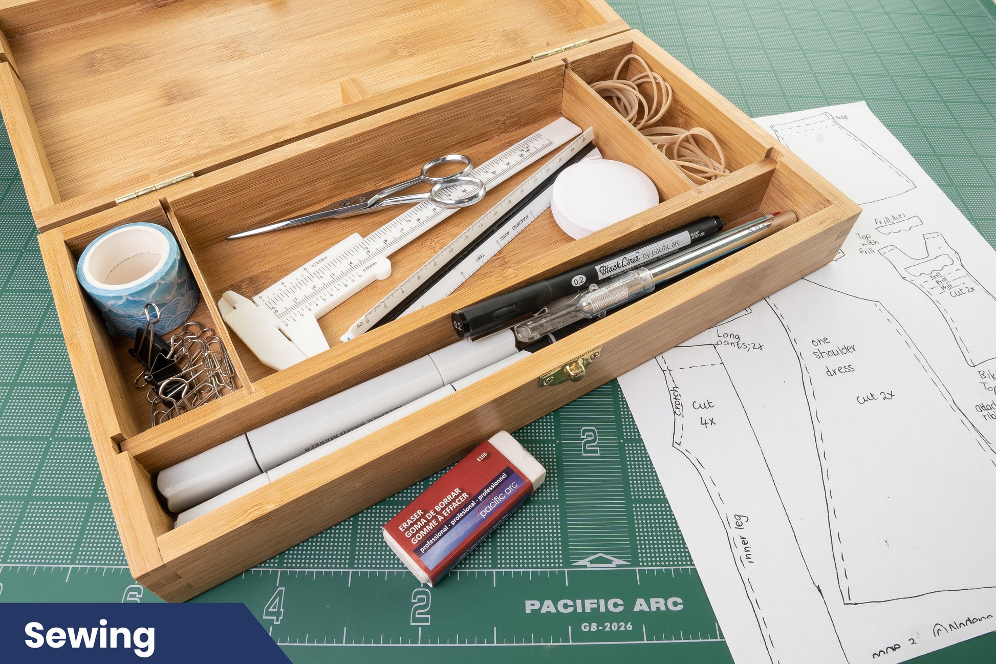 Pacific Arc Coleto Tool Box for Art Supplies, 12 Inch x 6 Inch x 1.5 Inch, 3 Fixed Compartments - Pacific Arc - Little Red General Store