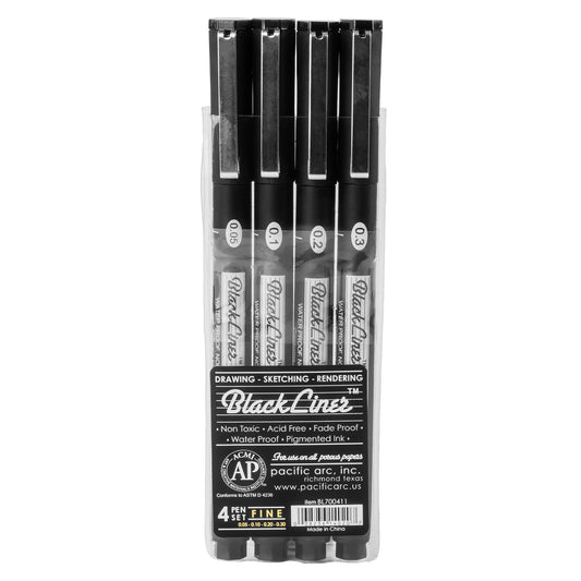 Pacific Arc | Blackliner Black Fineliner Pens | Differently Sized Fine Drawing Pens - Pacific Arc - Little Red General Store