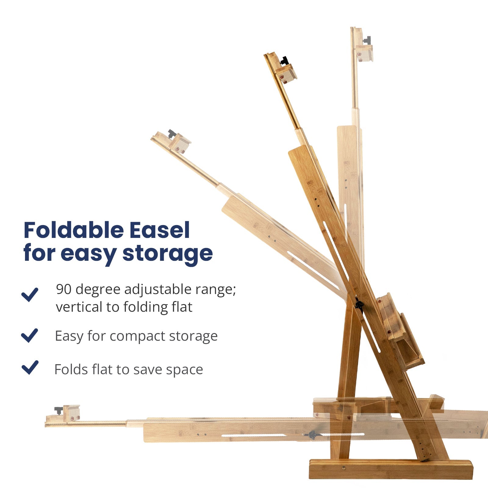 Pacific Arc Large Studio H - Frame Easel - Solid Bamboo Wood Artist Easel Adjustable Movable Tilting Easel, Floor Painting Easel Stand, Holds Canvas Art up to 81" - Pacific Arc - Little Red General Store