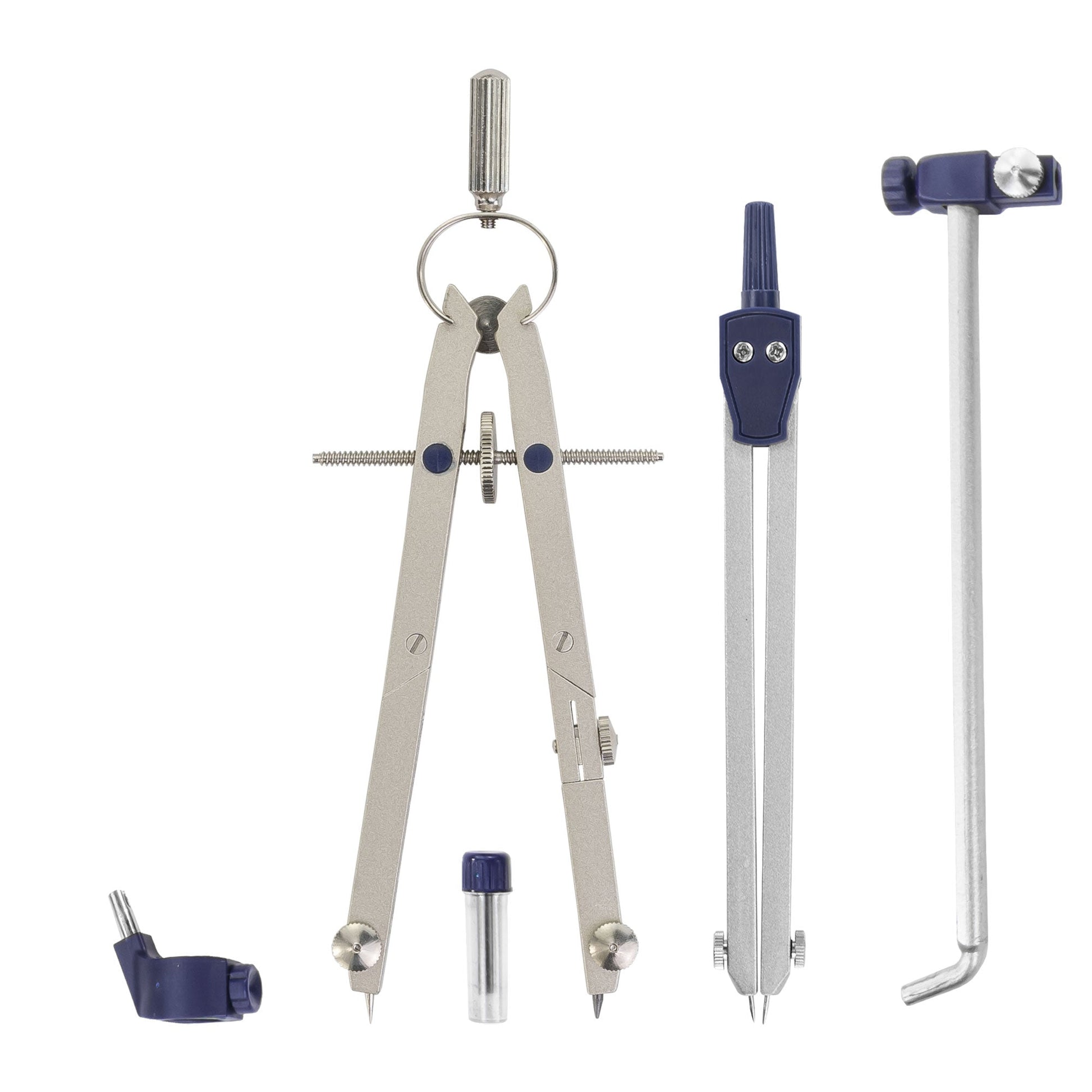 Pacific Arc, Spring Bow Compass with Extension bar, ruling Pen, 6 inch Divider, Universal Adaptor, 6 inch Break Leg, and Replacement Lead. - Pacific Arc - Little Red General Store