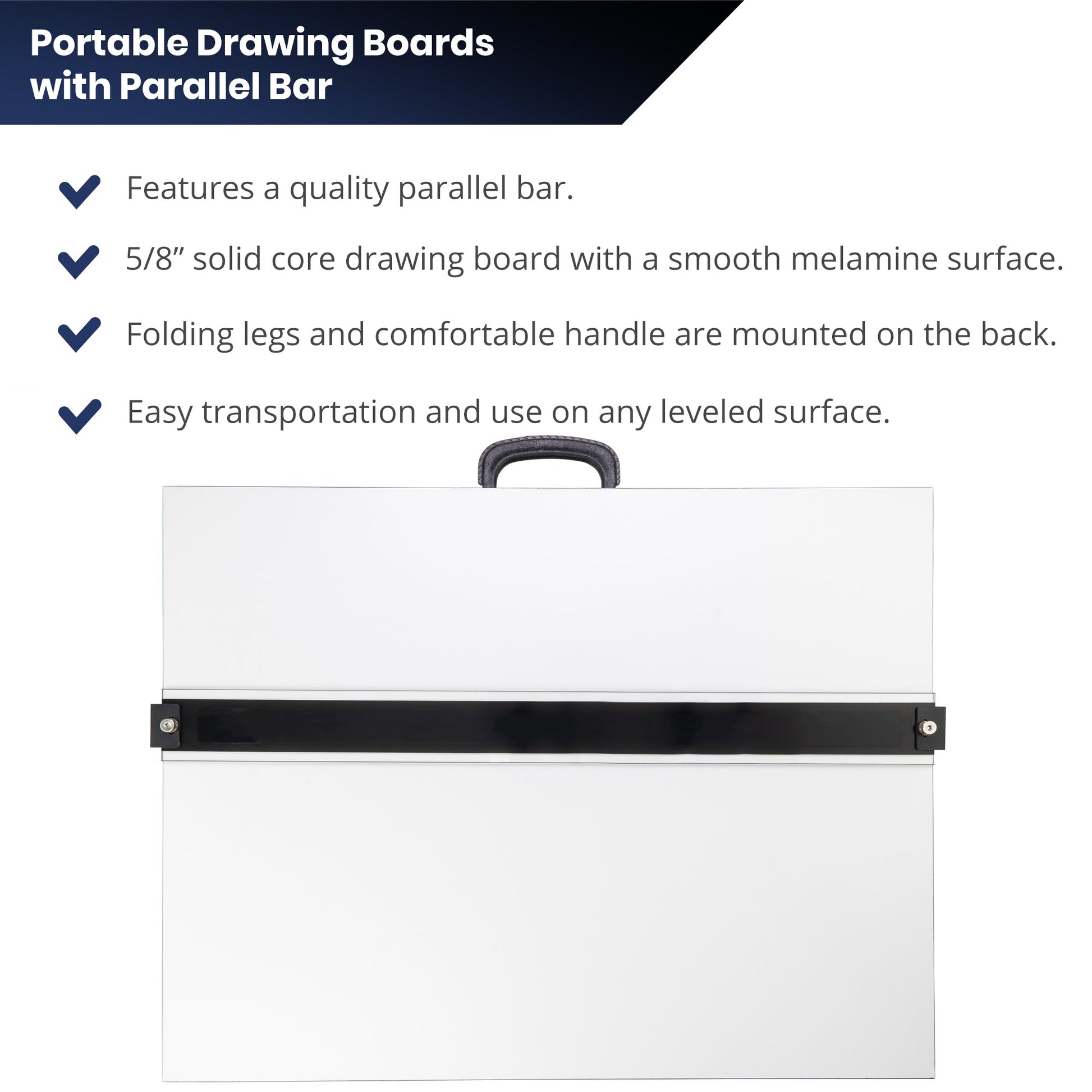 Pacific Arc Drafting Board, Portable Drafting Table with Parallel Bar, 16 to 31 inch size options, 16 x21, 18" x 24", 20" x 26", 23" x 31", 24" x 36", 31" x 42" - Pacific Arc - Little Red General Store