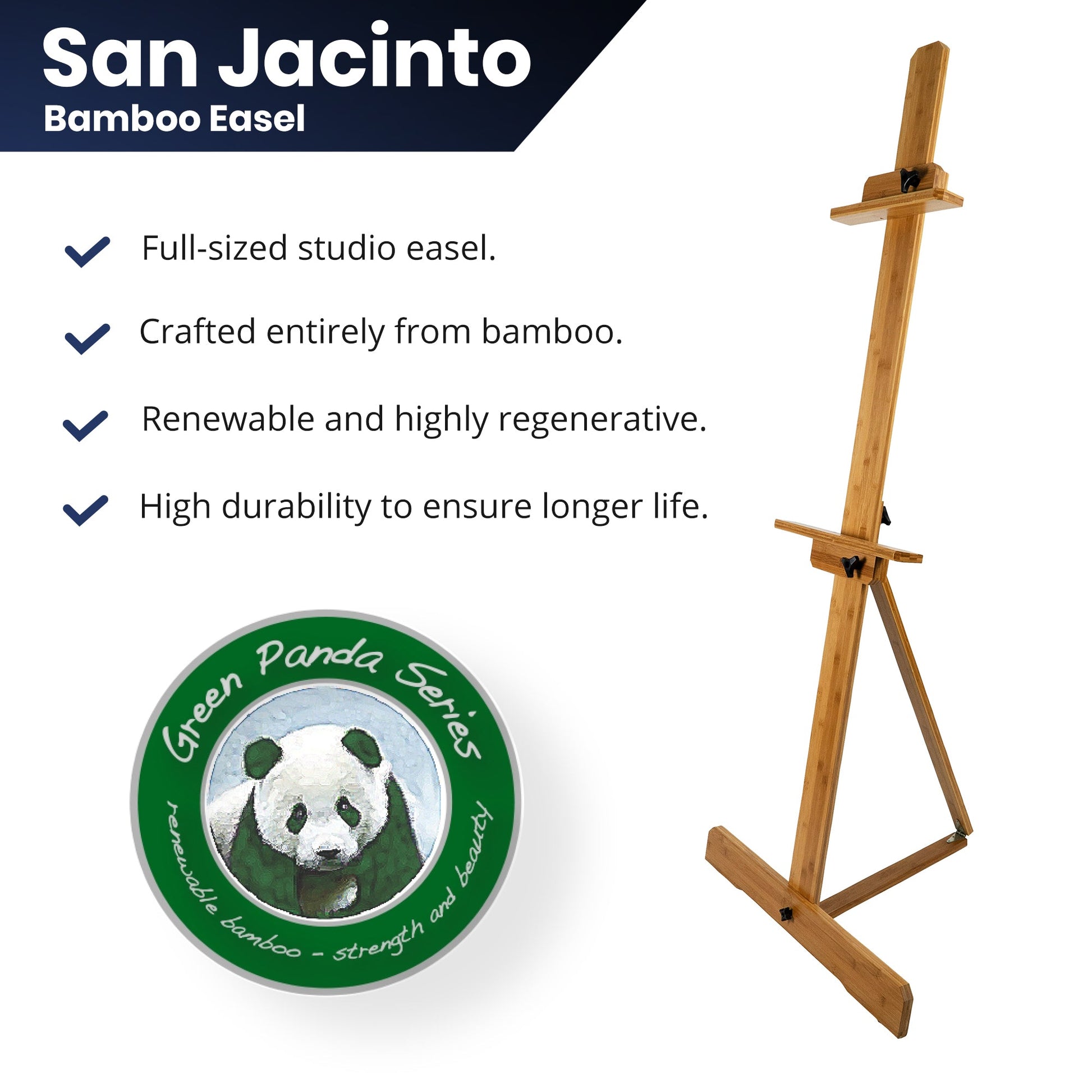 Pacific Arc, Single Mast Bamboo Professional Studio Easel, 66 Inches Canvas Size for Painting, Drawing, Watercolors,Sketching, Pictures, Signs, Posterboards - Pacific Arc - Little Red General Store