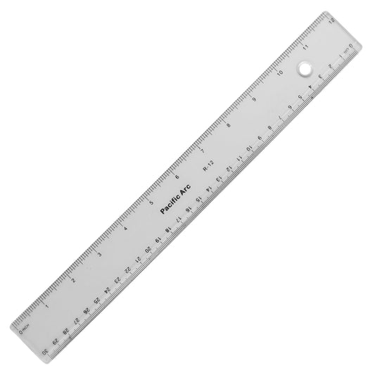 Pacific Arc - 12 Inch Ruler Clear Plastic, Graduations in Inches and Centimeters - Pacific Arc - Little Red General Store