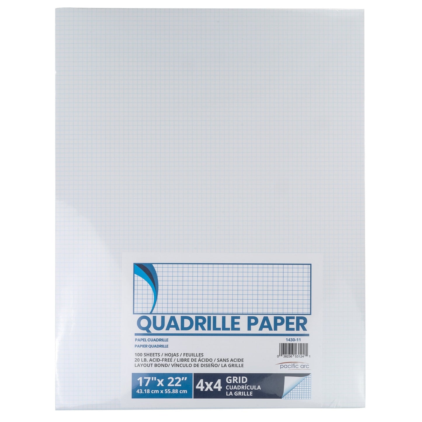 Pacific Arc, Quadrille Paper Pad, 50 Sheets 8.5 Inch x 11 Inch, 4 x 4 Grid - Pacific Arc - Little Red General Store