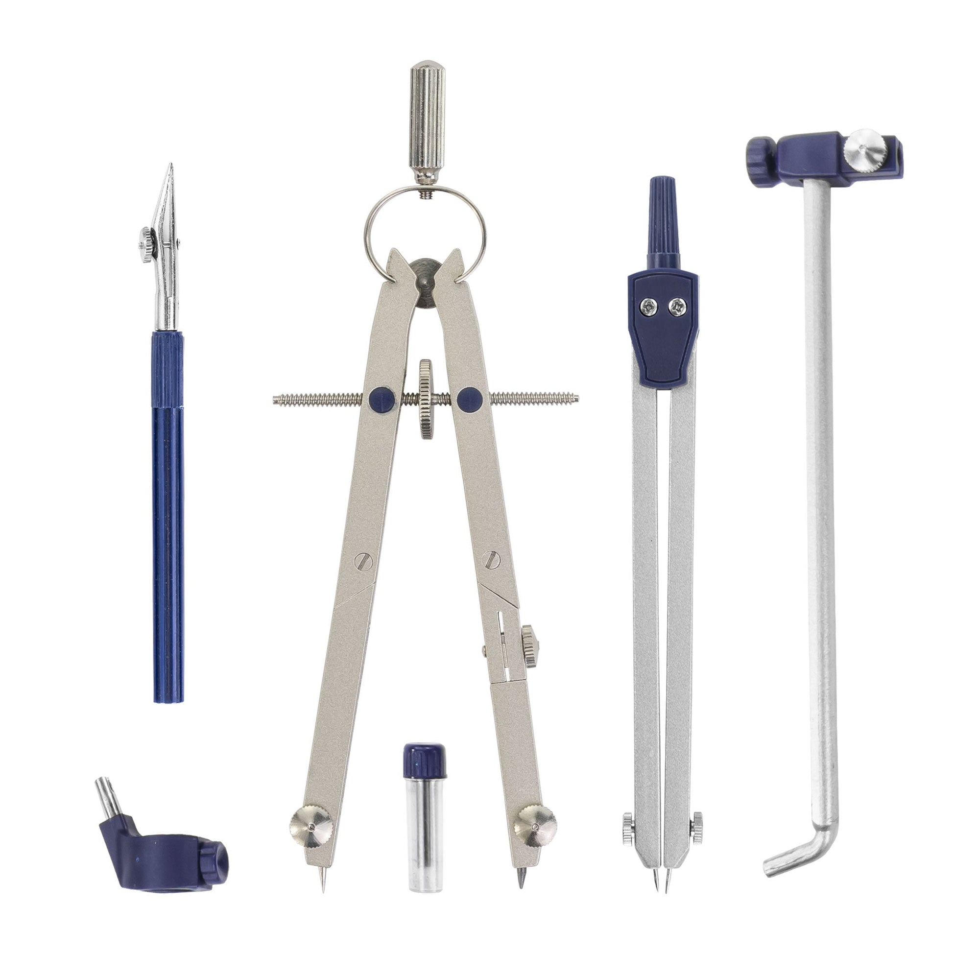 Pacific Arc, Spring Bow Compass with Extension bar, ruling Pen, 6 inch Divider, Universal Adaptor, 6 inch Break Leg, and Replacement Lead. - Pacific Arc - Little Red General Store
