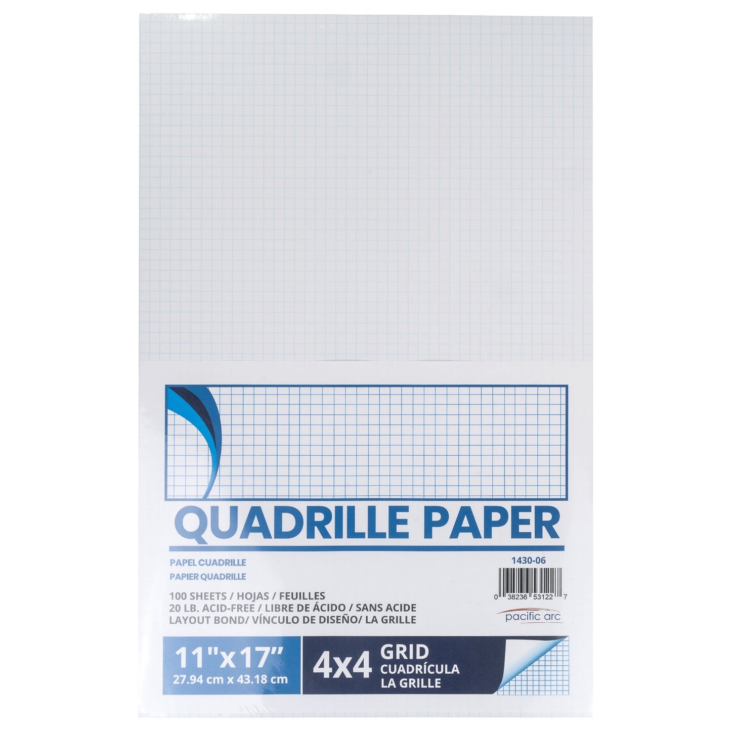Pacific Arc, Quadrille Paper Pad, 50 Sheets 8.5 Inch x 11 Inch, 4 x 4 Grid - Pacific Arc - Little Red General Store
