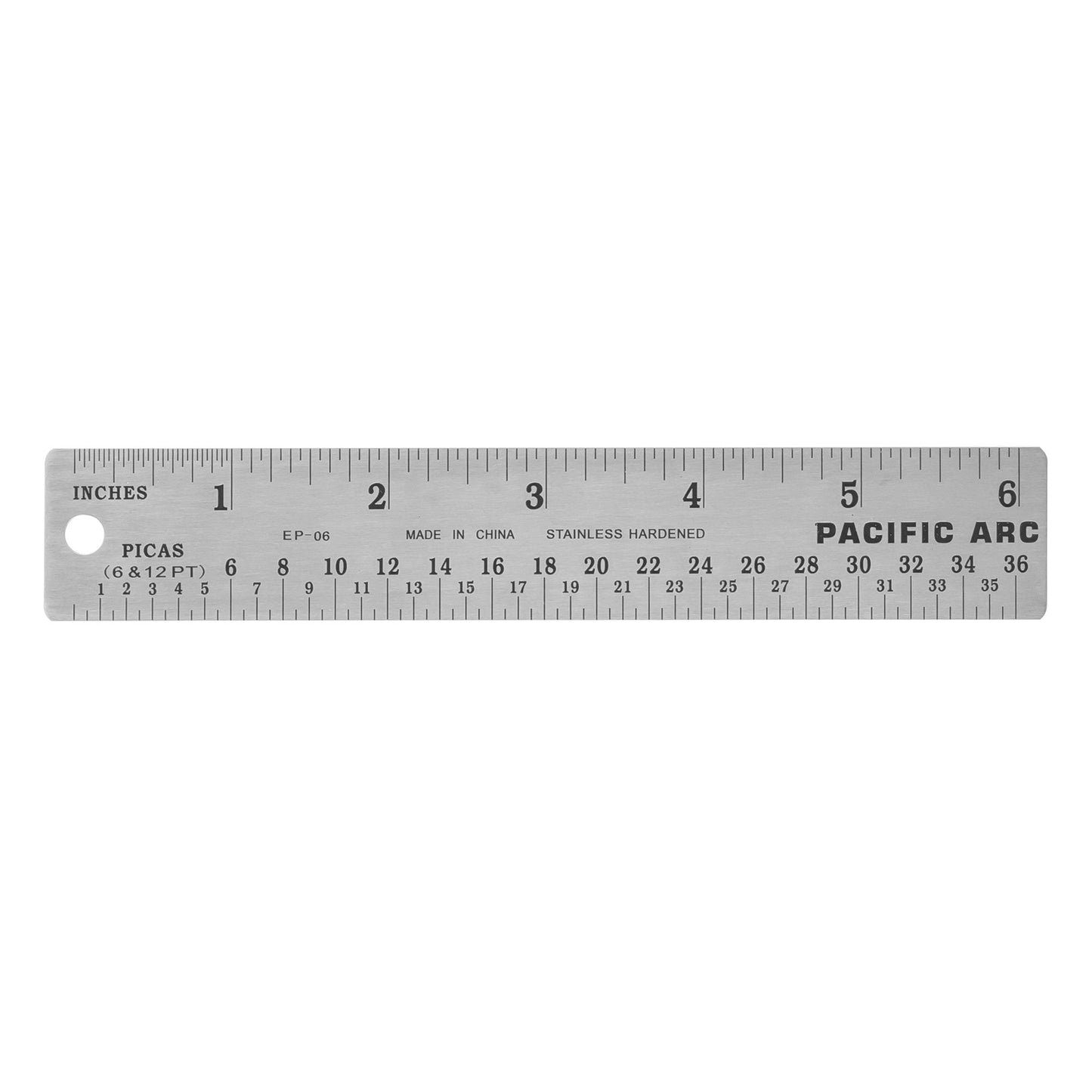 Pacific Arc, Stainless Steel Ruler with Inch (32nd & 64th) and Pica, Non Skid Cork or Rubber Back - Pacific Arc - Little Red General Store