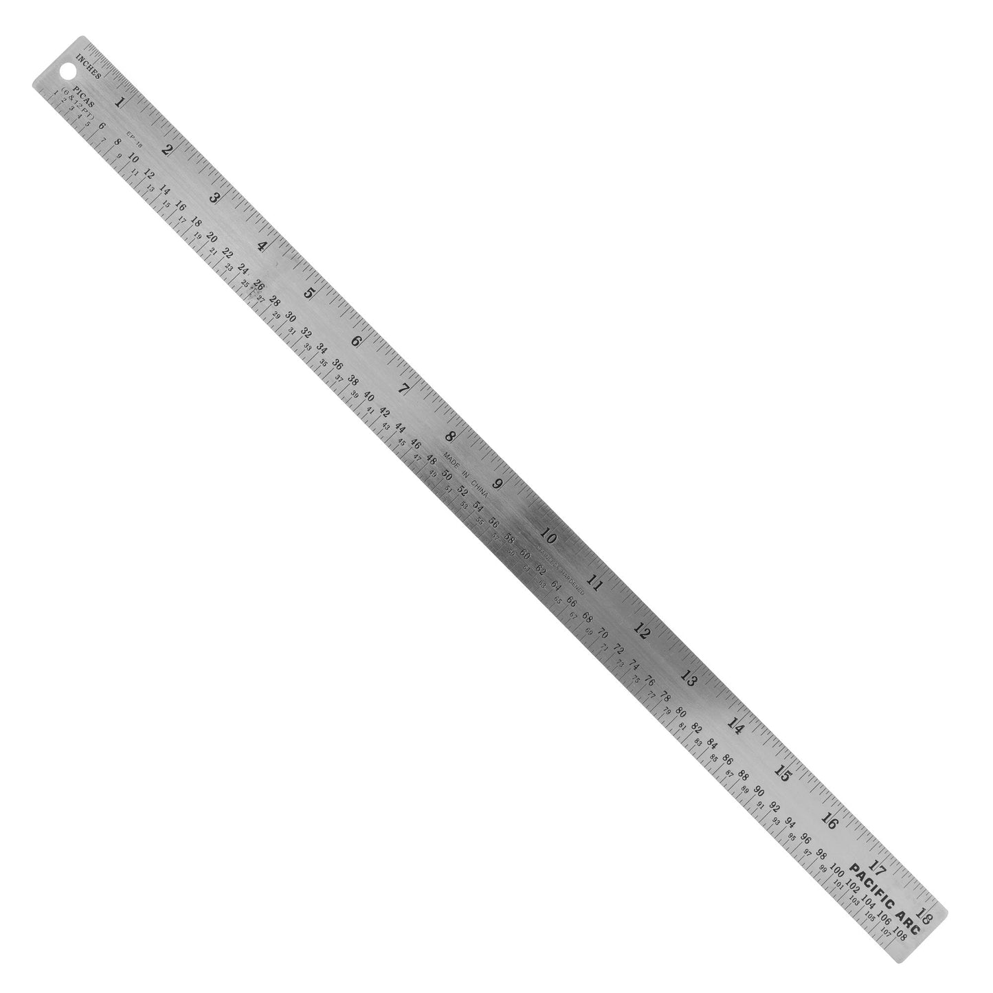 Pacific Arc, Stainless Steel Ruler with Inch (32nd & 64th) and Pica, Non Skid Cork or Rubber Back - Pacific Arc - Little Red General Store