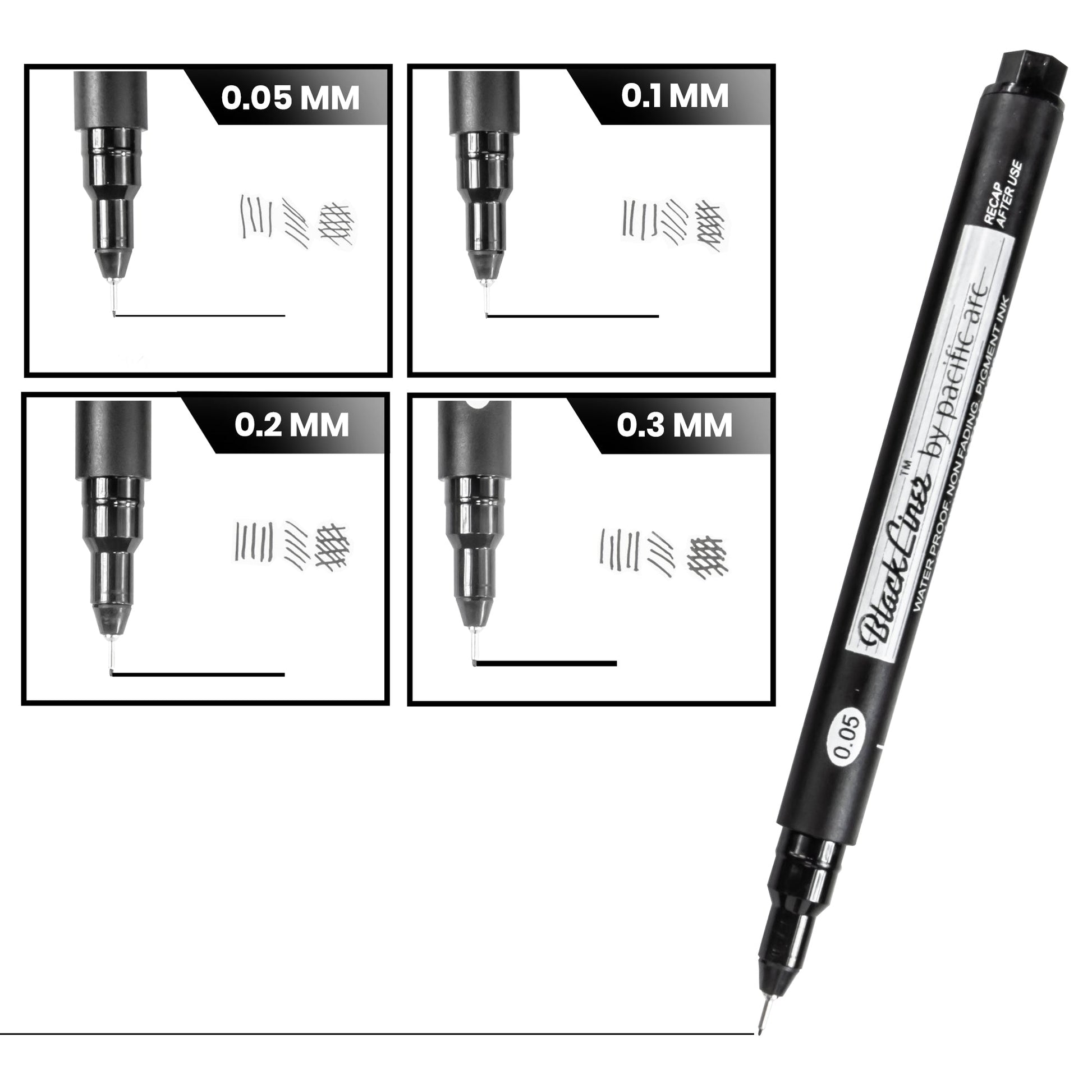 Pacific Arc | Blackliner Black Fineliner Pens | Differently Sized Fine Drawing Pens - Pacific Arc - Little Red General Store