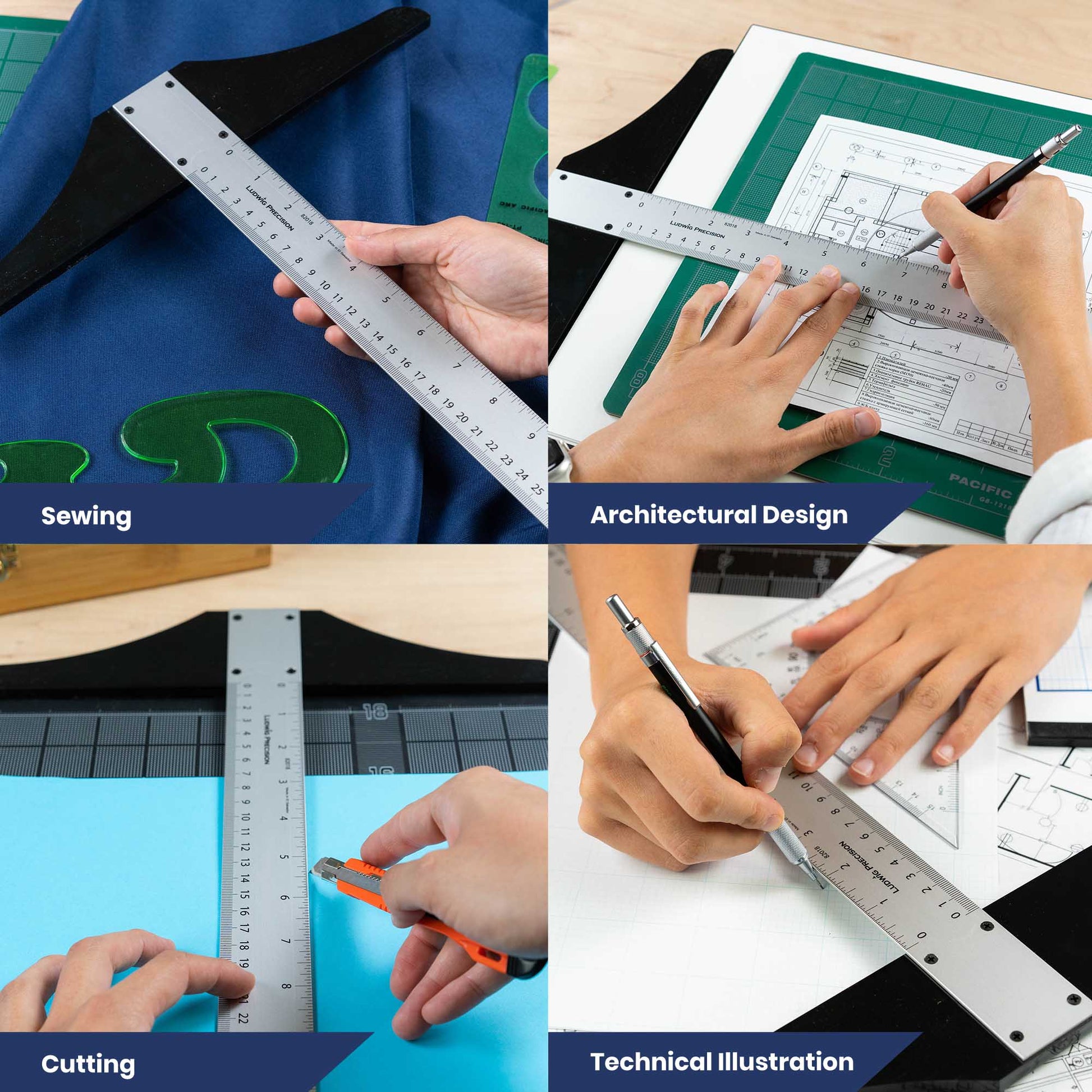 Pacific Arc: T - Square, Aluminum, Scholastic - inch/Metric 12" - 36" Drawing and Design tool for students and professionals, Great for Carpentry, Drafting Architecture, Engineering, and Art - Pacific Arc - Little Red General Store