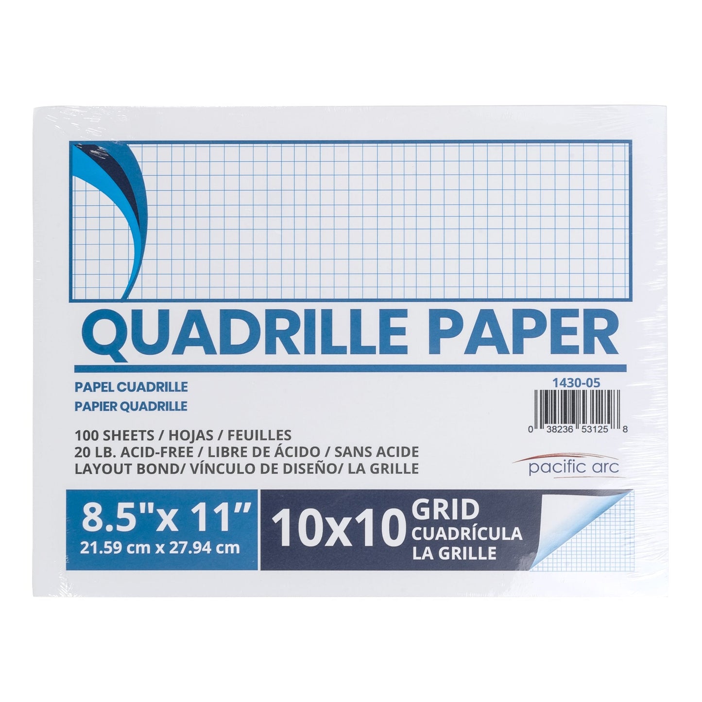 Pacific Arc, Quadrille Paper Pad, 50 Sheets 8.5 Inch x 11 Inch, 4 x 4 Grid - Pacific Arc - Little Red General Store