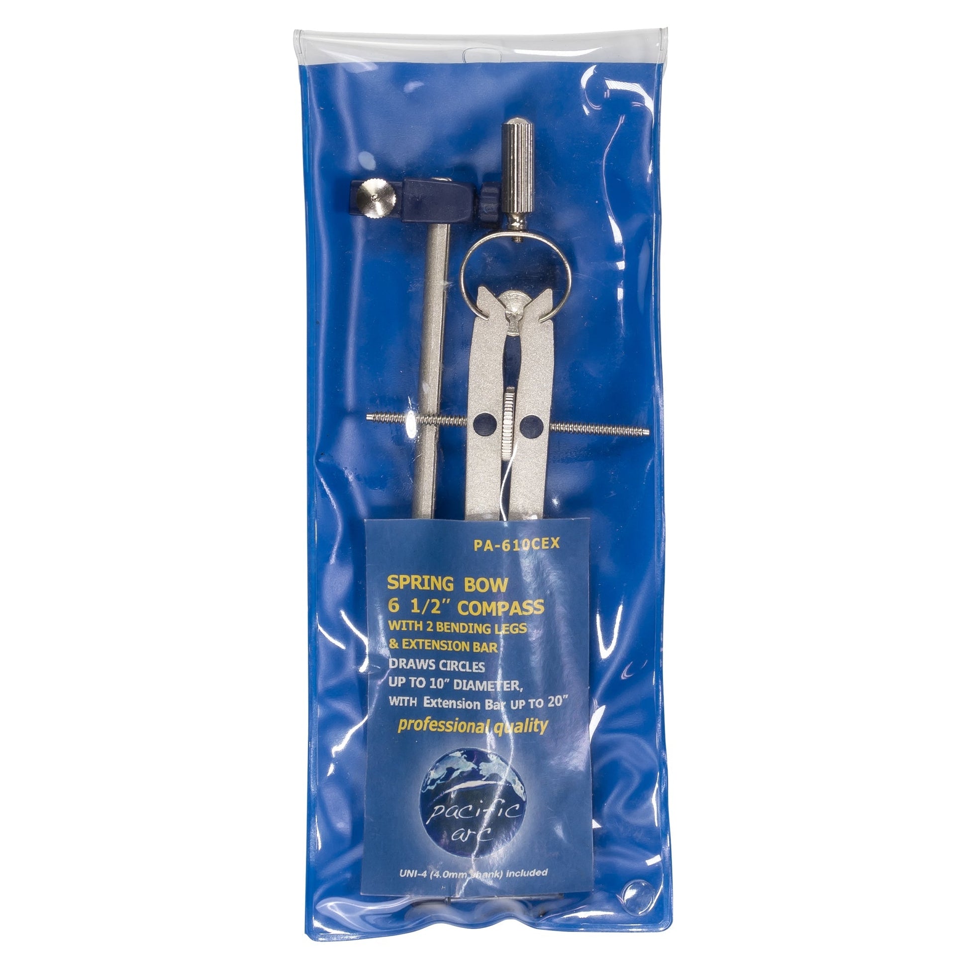 Pacific Arc, Spring Bow Compass with Extension bar, ruling Pen, 6 inch Divider, Universal Adaptor, 6 inch Break Leg, and Replacement Lead. - Pacific Arc - Little Red General Store
