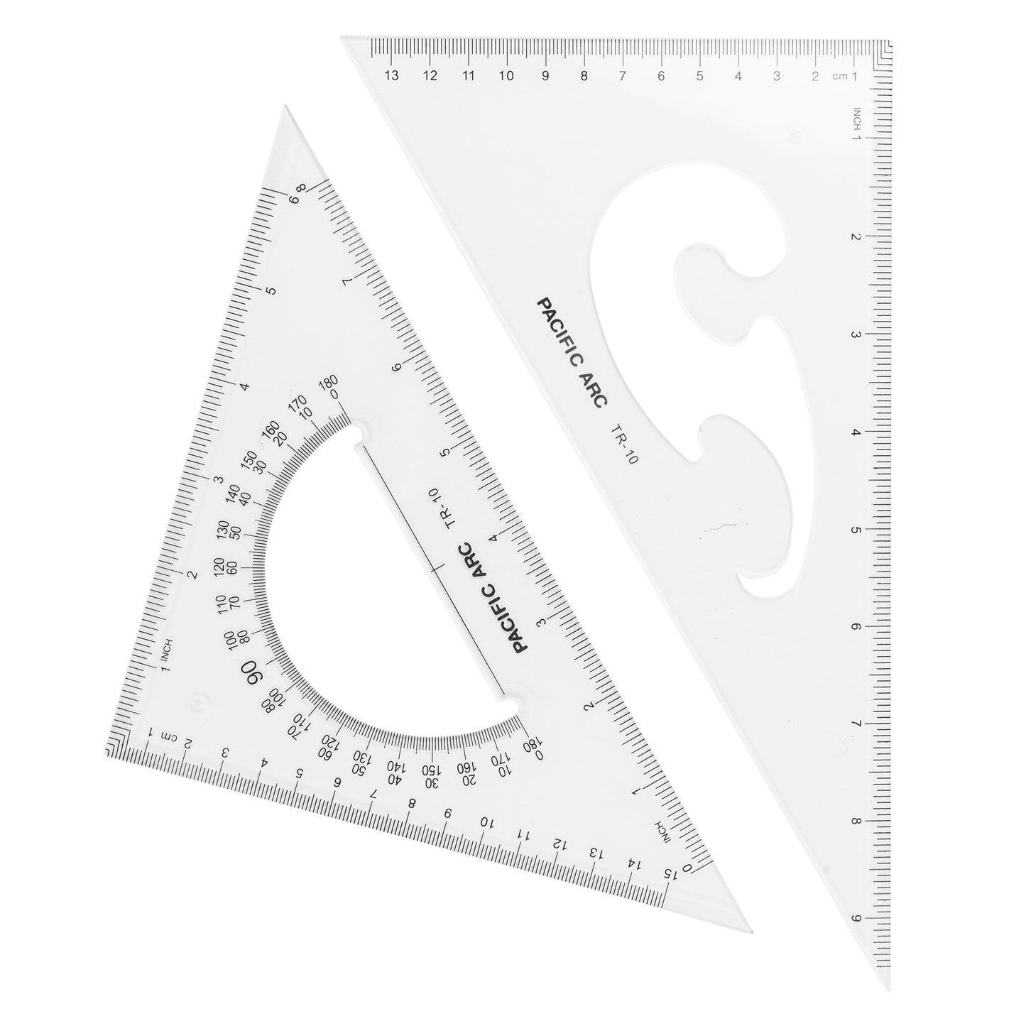 Pacific Arc - Scholastic Triangle Set 30/60 & 45/90 - 8", 10", or 12" Size - Student, Professional or DIY use, 45/90 degree and 30/60 degree triangle set for Geometry, Drawing, and Drafting - Pacific Arc - Little Red General Store