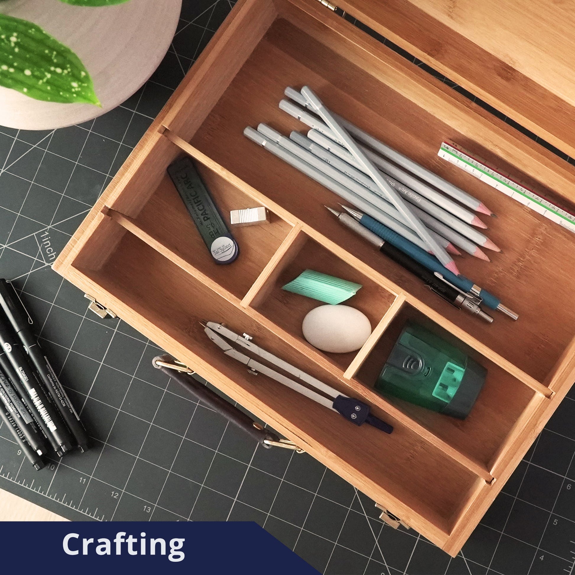 Pacific Arc, Zacate Artist Tool Box for Art Supplies, 14 Inch x 11 Inch x 4 Inch, 5 Fixed Compartments - Pacific Arc - Little Red General Store