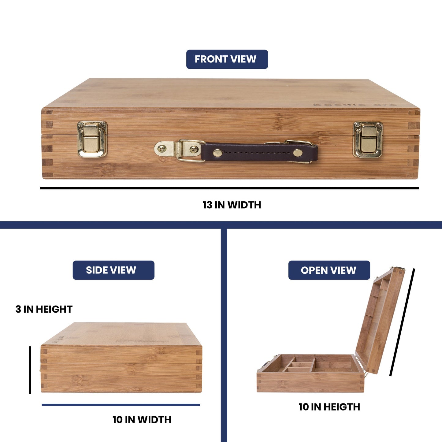 Pacific Arc, Zacate Artist Tool Box for Art Supplies, 14 Inch x 11 Inch x 4 Inch, 5 Fixed Compartments - Pacific Arc - Little Red General Store