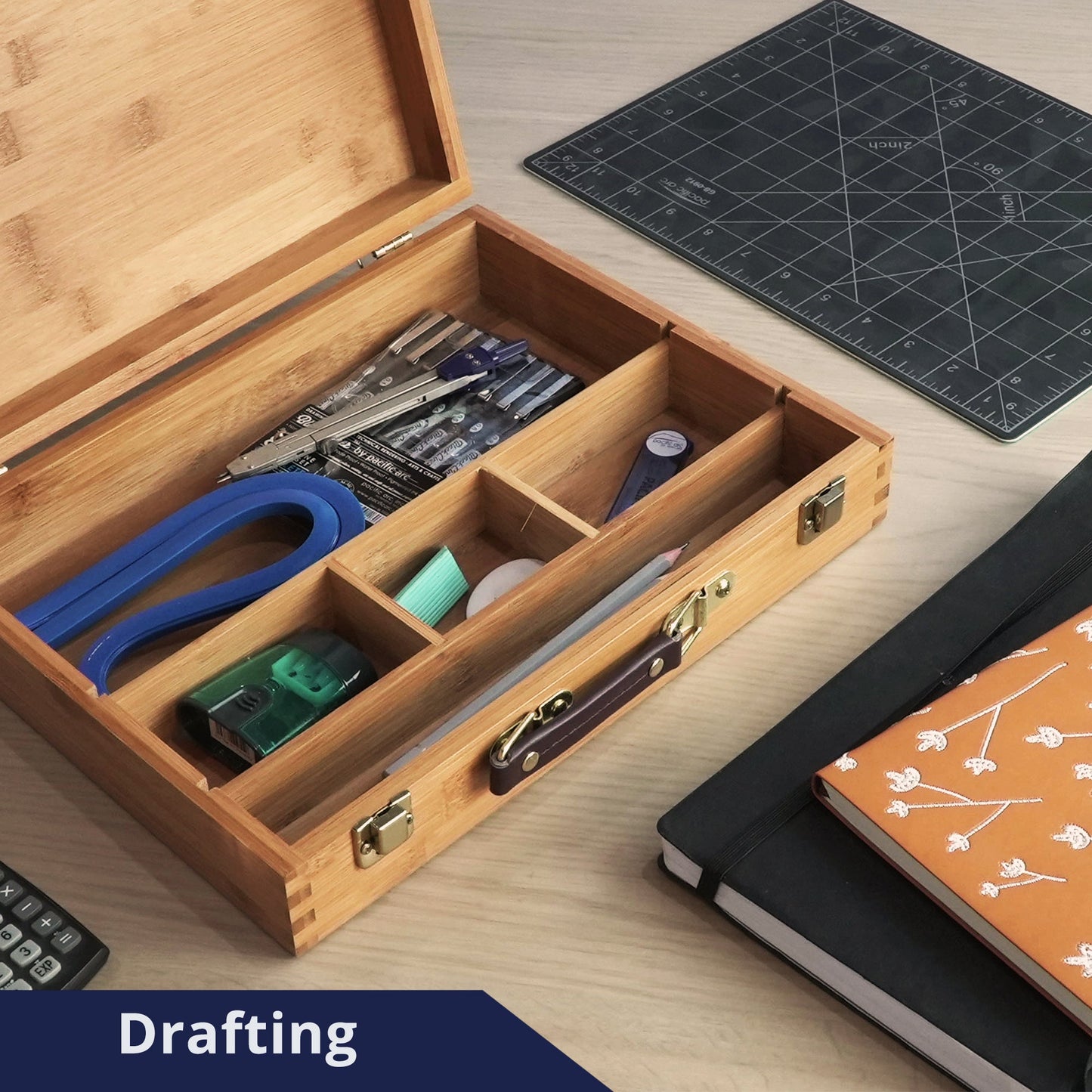 Pacific Arc, Zacate Artist Tool Box for Art Supplies, 14 Inch x 11 Inch x 4 Inch, 5 Fixed Compartments - Pacific Arc - Little Red General Store