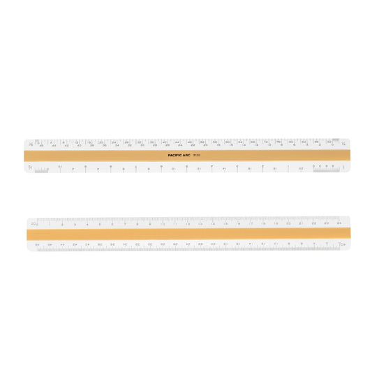 Pacific Arc, Professional 6" or 12" Four Bevel Flat Scale Ruler, Plastic, Architect, Engineer, Metric, and Combo graduations, 4 Bevel Scales for Drafting, Architecture, and Engineering - Pacific Arc - Little Red General Store