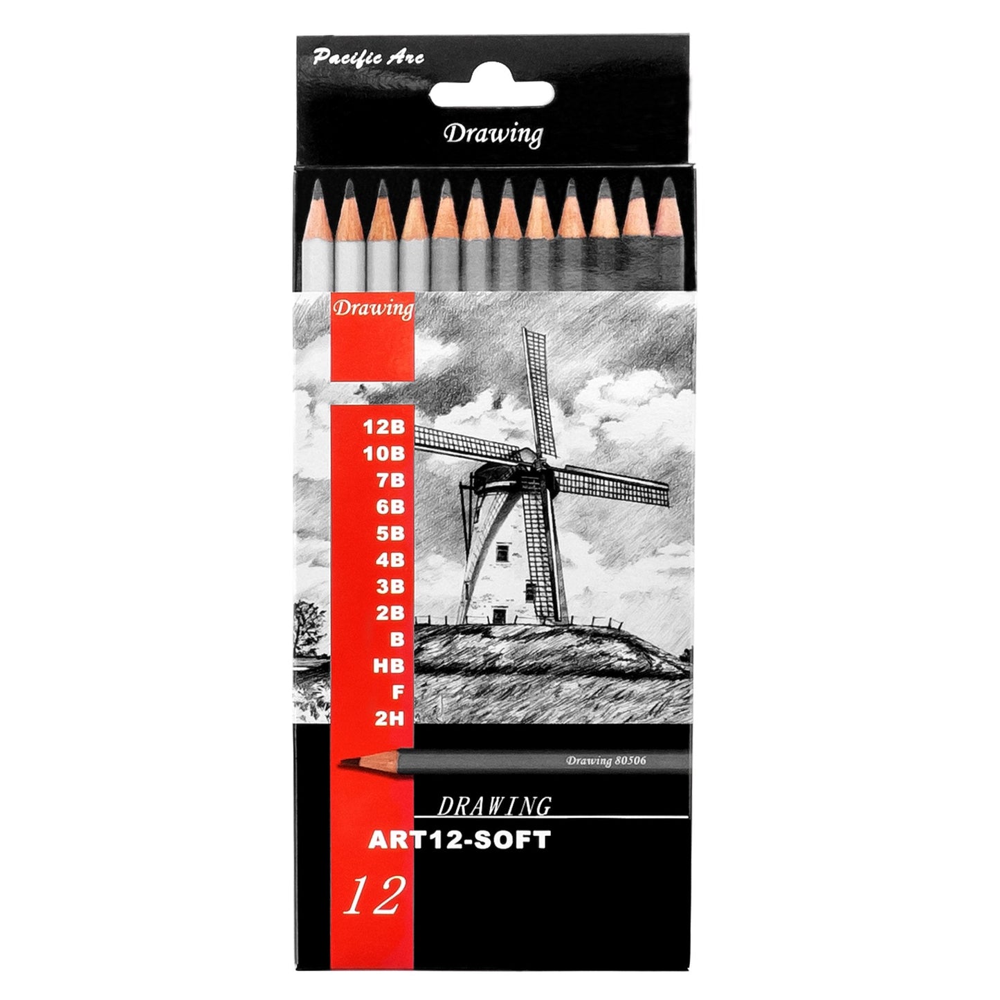 Premium Graphite Drawing Pencils for Artists, Soft Pack - Professional Pencils for Drawing, Drafting, Sketching and Shading 12 Pk. - Great Non Toxic Art Supplies Set for Adults and Kids - Pacific Arc - Little Red General Store