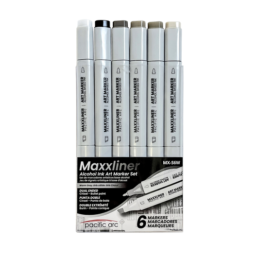 Pacific Arc - Maxxliner - Alcohol Based - Dual Tip Markers Set - For Artist, Professional or School Work - 6 colored markers set - Pacific Arc - Little Red General Store