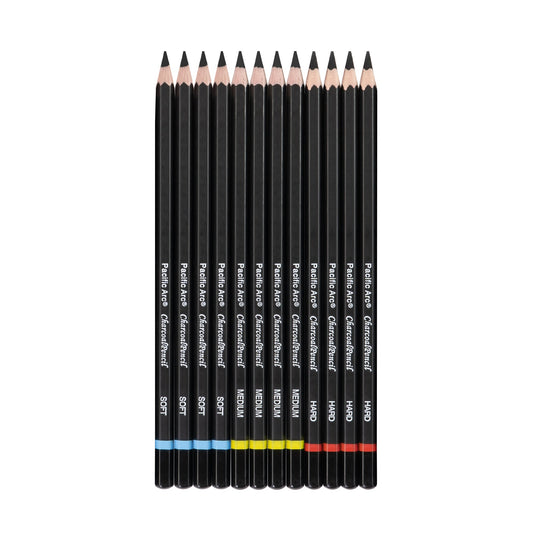 Premium Charcoal Drawing Pencils for Artists - 6 Pieces Soft Medium and Hard - Charcoal Pencils for Drawing, Sketching and Shading - Great Non Toxic Art Supplies Set for Adults and Kids - Pacific Arc - Little Red General Store