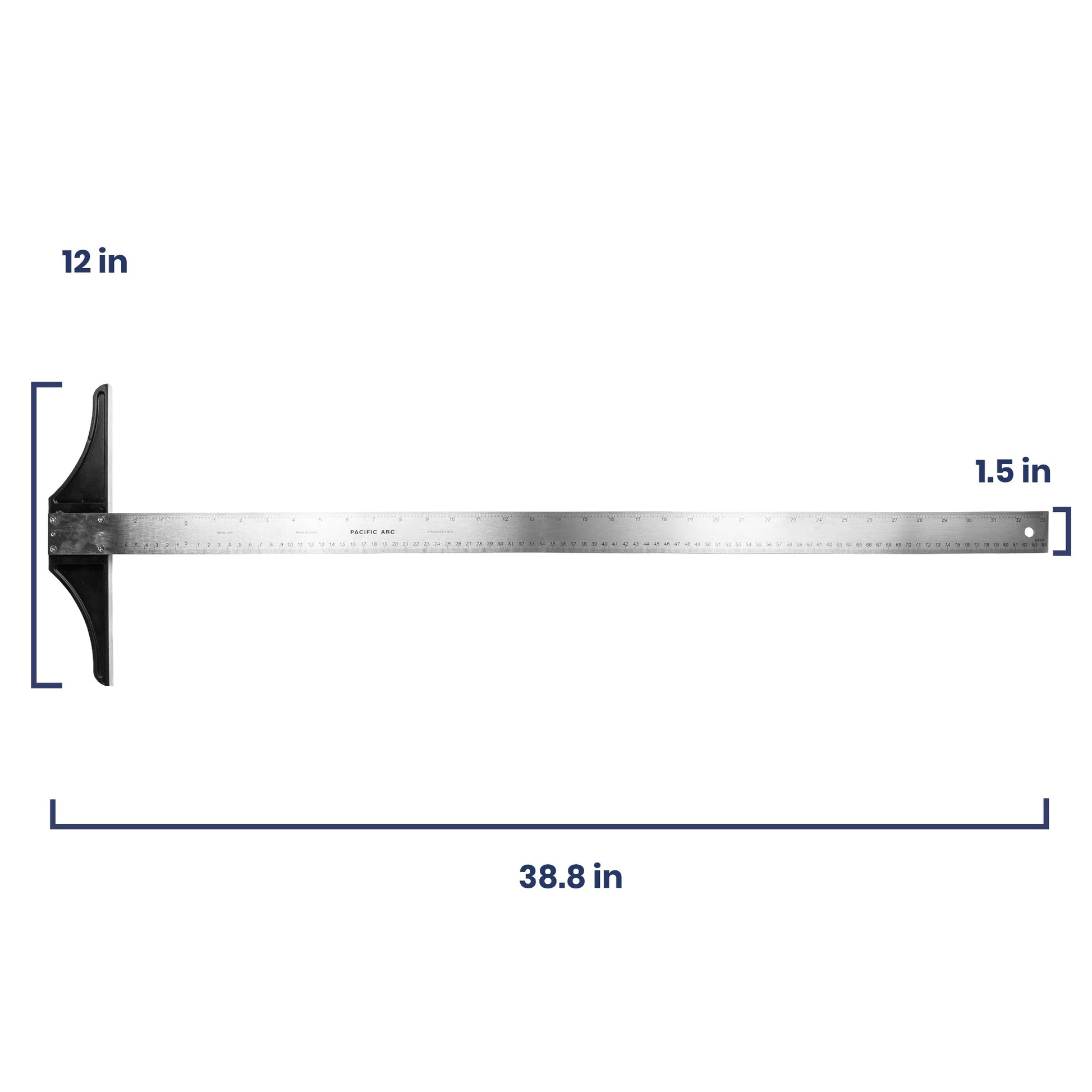 Pacific Arc 18 To 48 Inch T Square, Traditional Stainless Steel, Graduated Inch and Metric - Pacific Arc - Little Red General Store